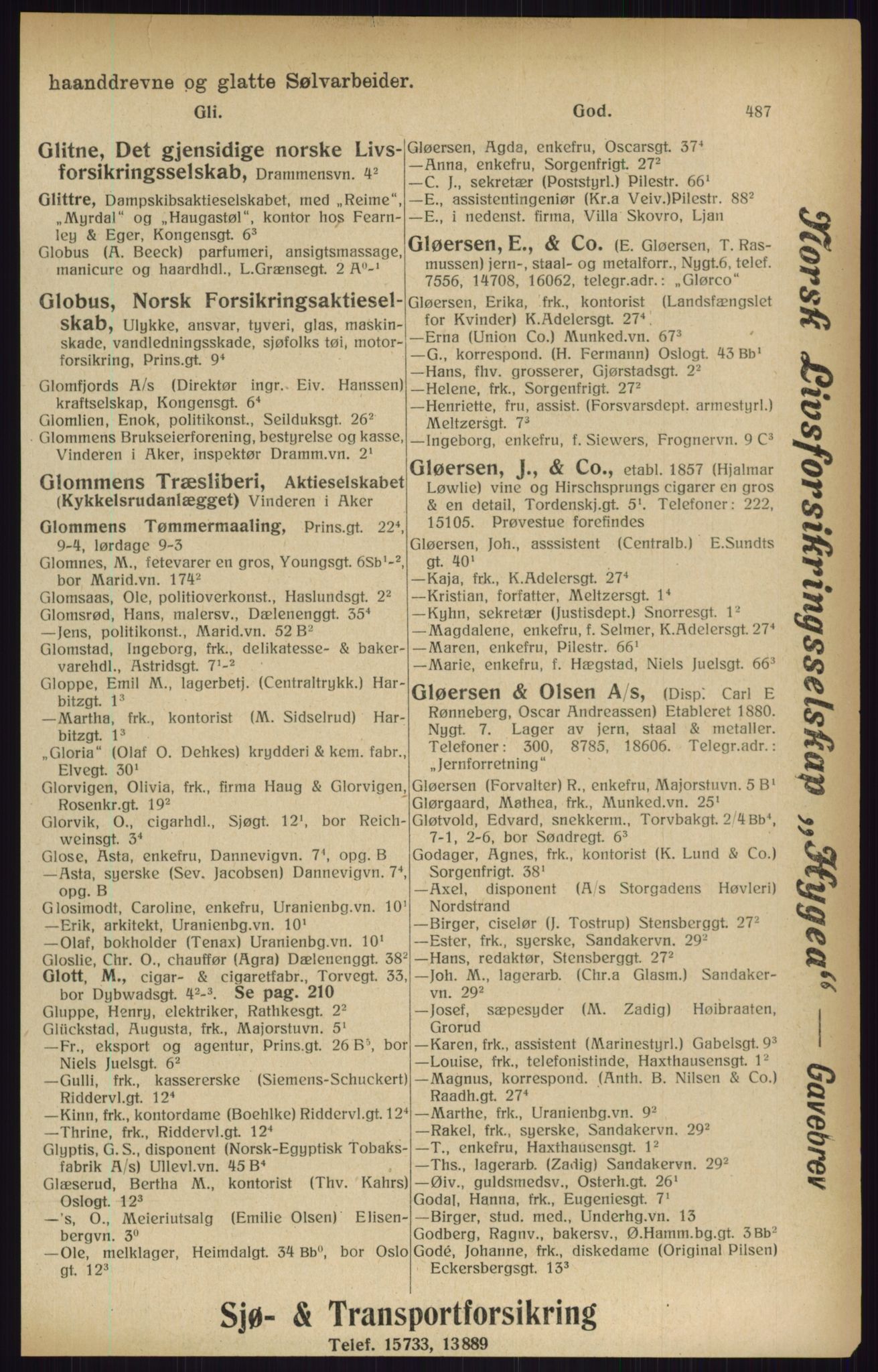 Kristiania/Oslo adressebok, PUBL/-, 1916, s. 487