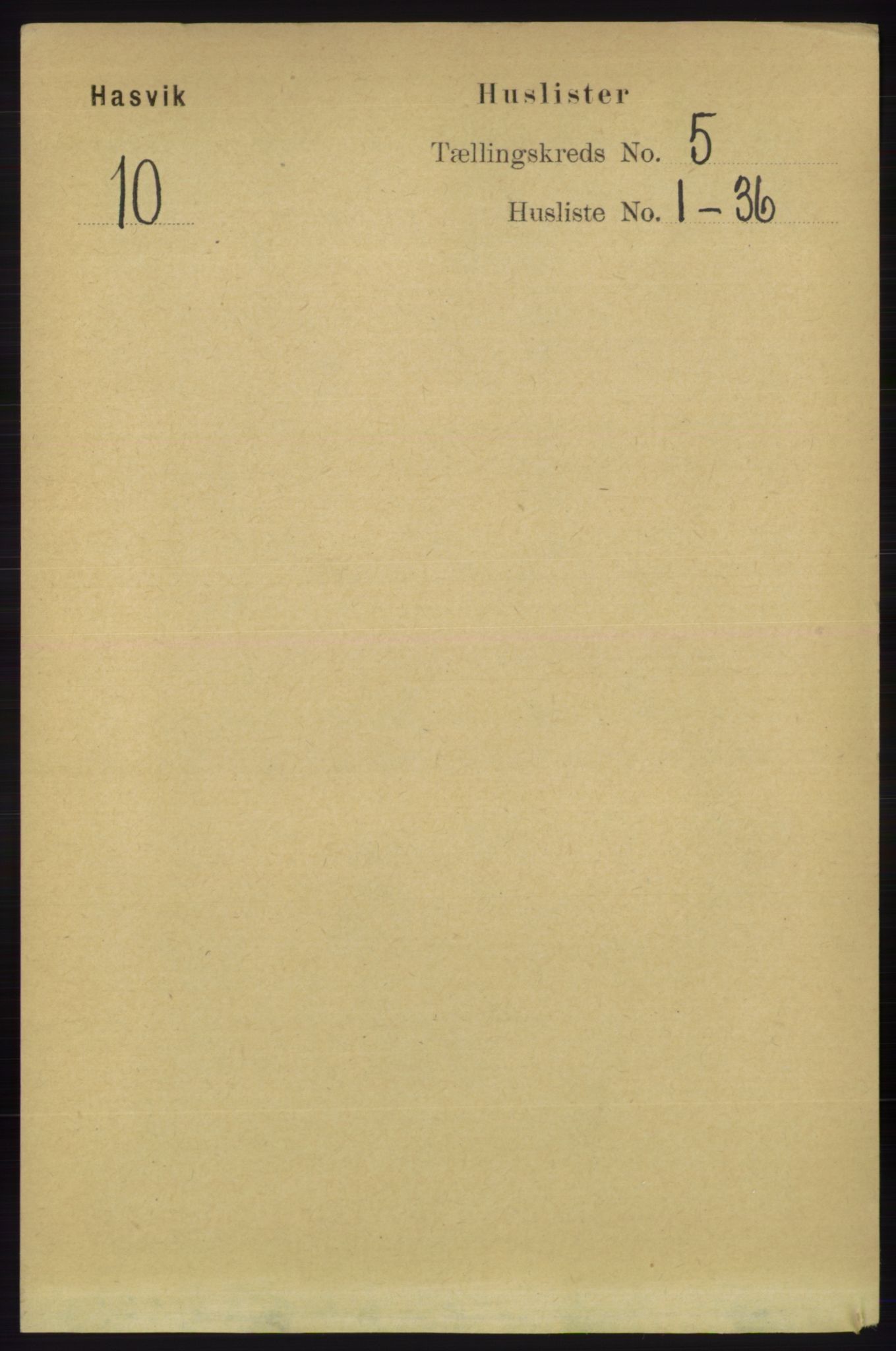 RA, Folketelling 1891 for 2015 Hasvik herred, 1891, s. 603