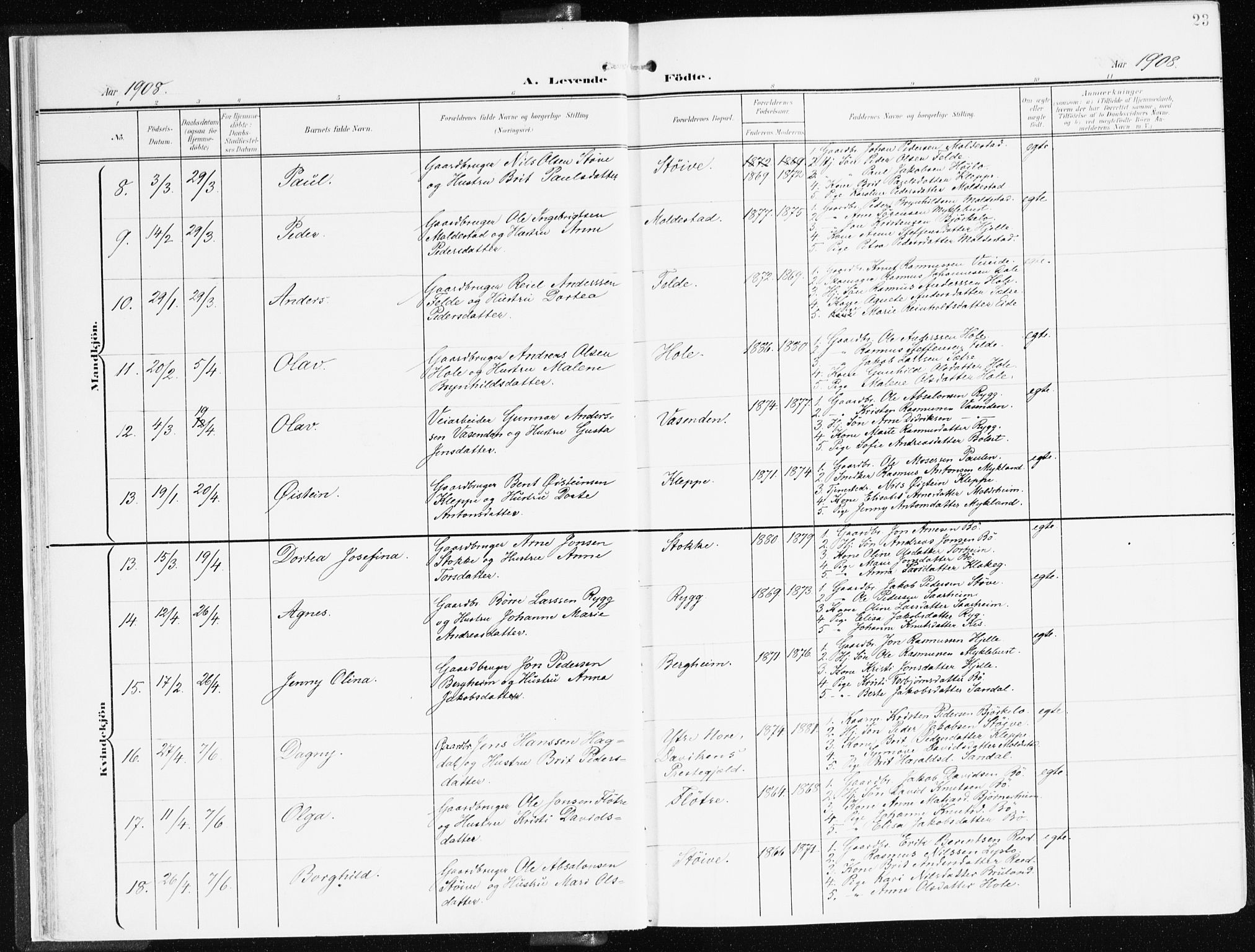 Gloppen sokneprestembete, SAB/A-80101/H/Haa/Haac/L0003: Ministerialbok nr. C 3, 1904-1921, s. 23