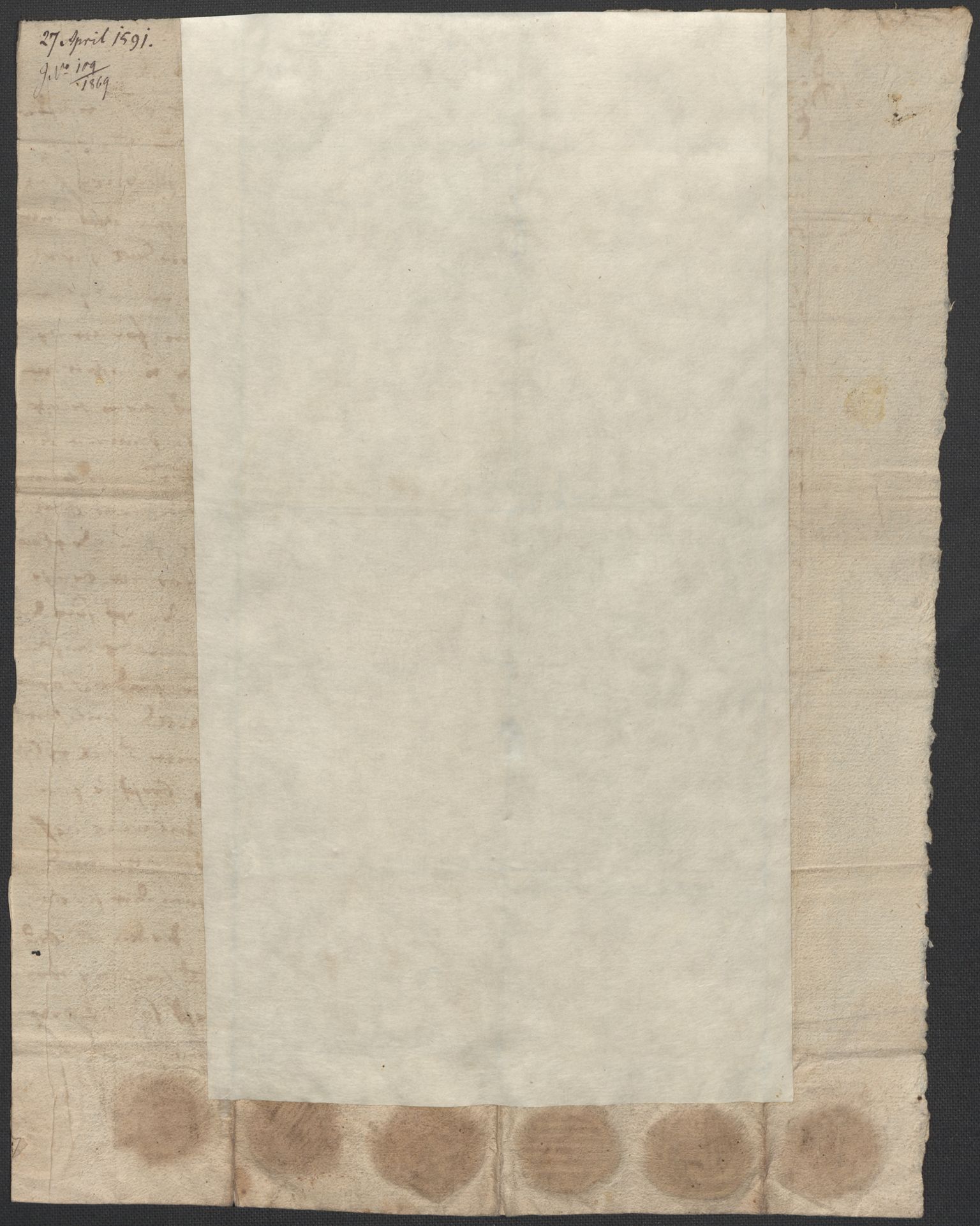 Riksarkivets diplomsamling, AV/RA-EA-5965/F02/L0093: Dokumenter, 1591, s. 75