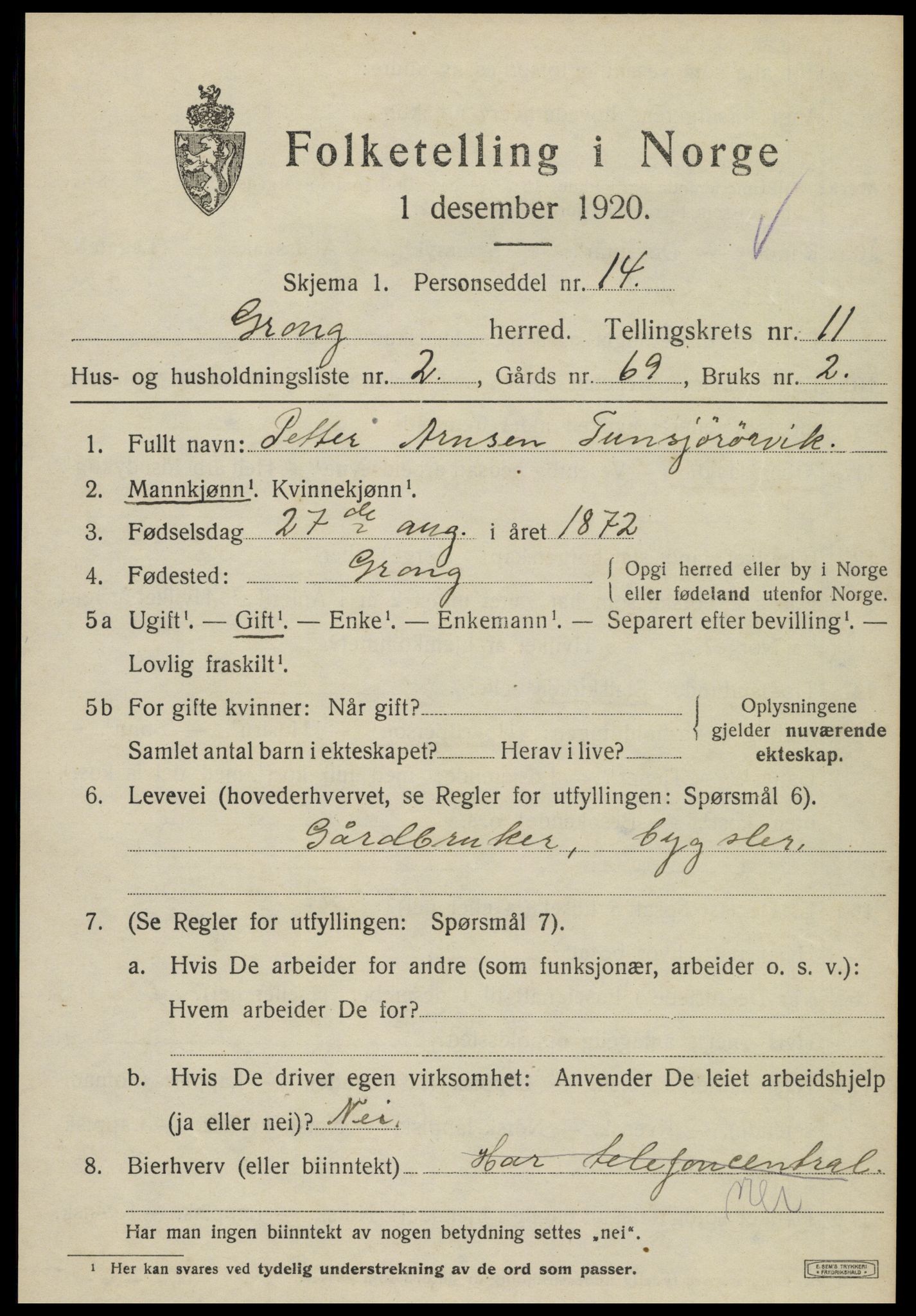 SAT, Folketelling 1920 for 1742 Grong herred, 1920, s. 6313