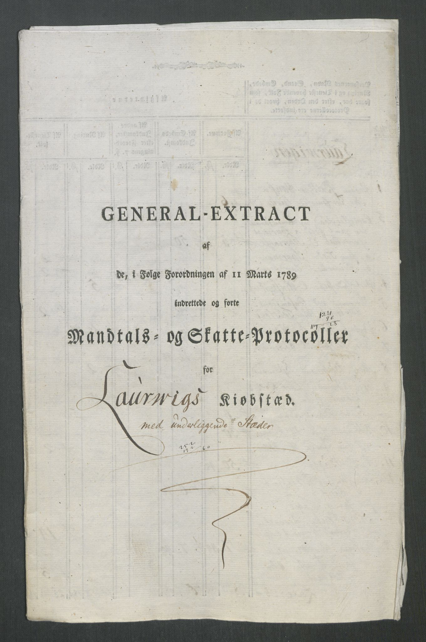 Rentekammeret inntil 1814, Reviderte regnskaper, Mindre regnskaper, AV/RA-EA-4068/Rf/Rfe/L0020: Kongsberg, Kragerø, Larvik, 1789, s. 294