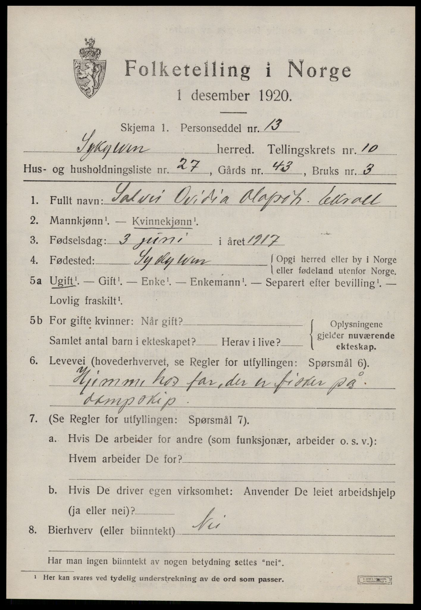 SAT, Folketelling 1920 for 1528 Sykkylven herred, 1920, s. 5337