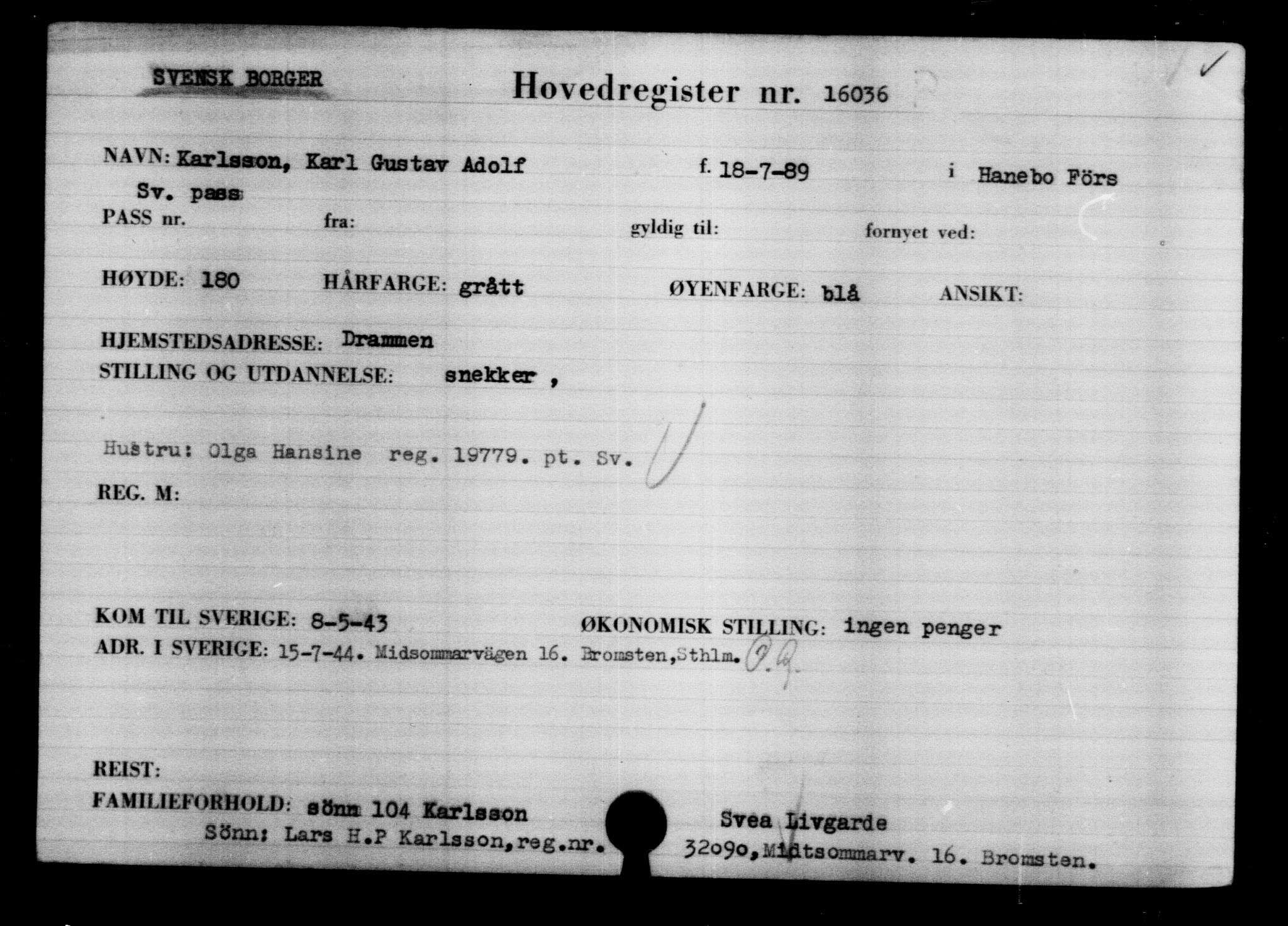 Den Kgl. Norske Legasjons Flyktningskontor, AV/RA-S-6753/V/Va/L0008: Kjesäterkartoteket.  Flyktningenr. 15700-18547, 1940-1945, s. 365