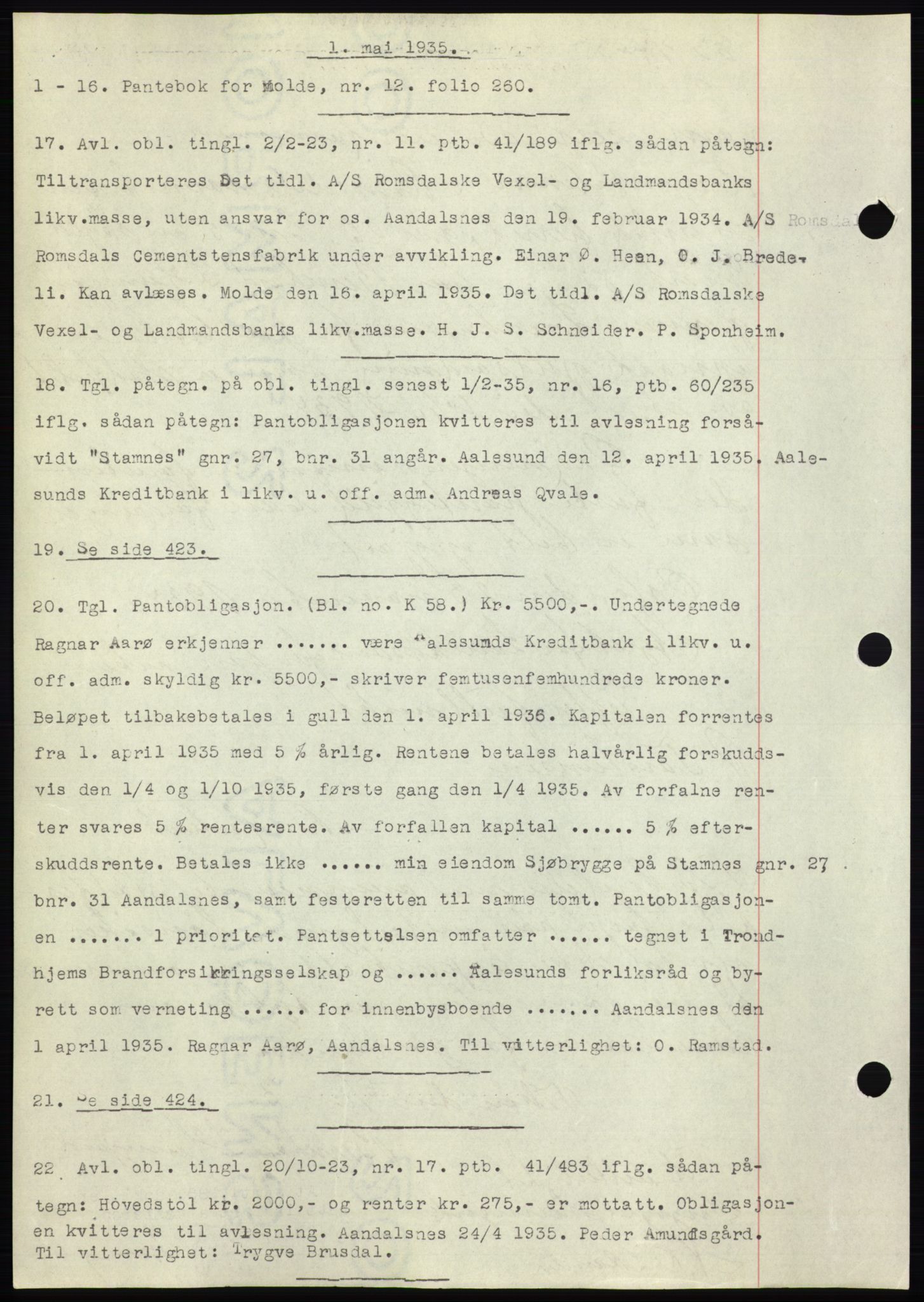 Romsdal sorenskriveri, SAT/A-4149/1/2/2C/L0066: Pantebok nr. 60, 1934-1935, Tingl.dato: 01.05.1935