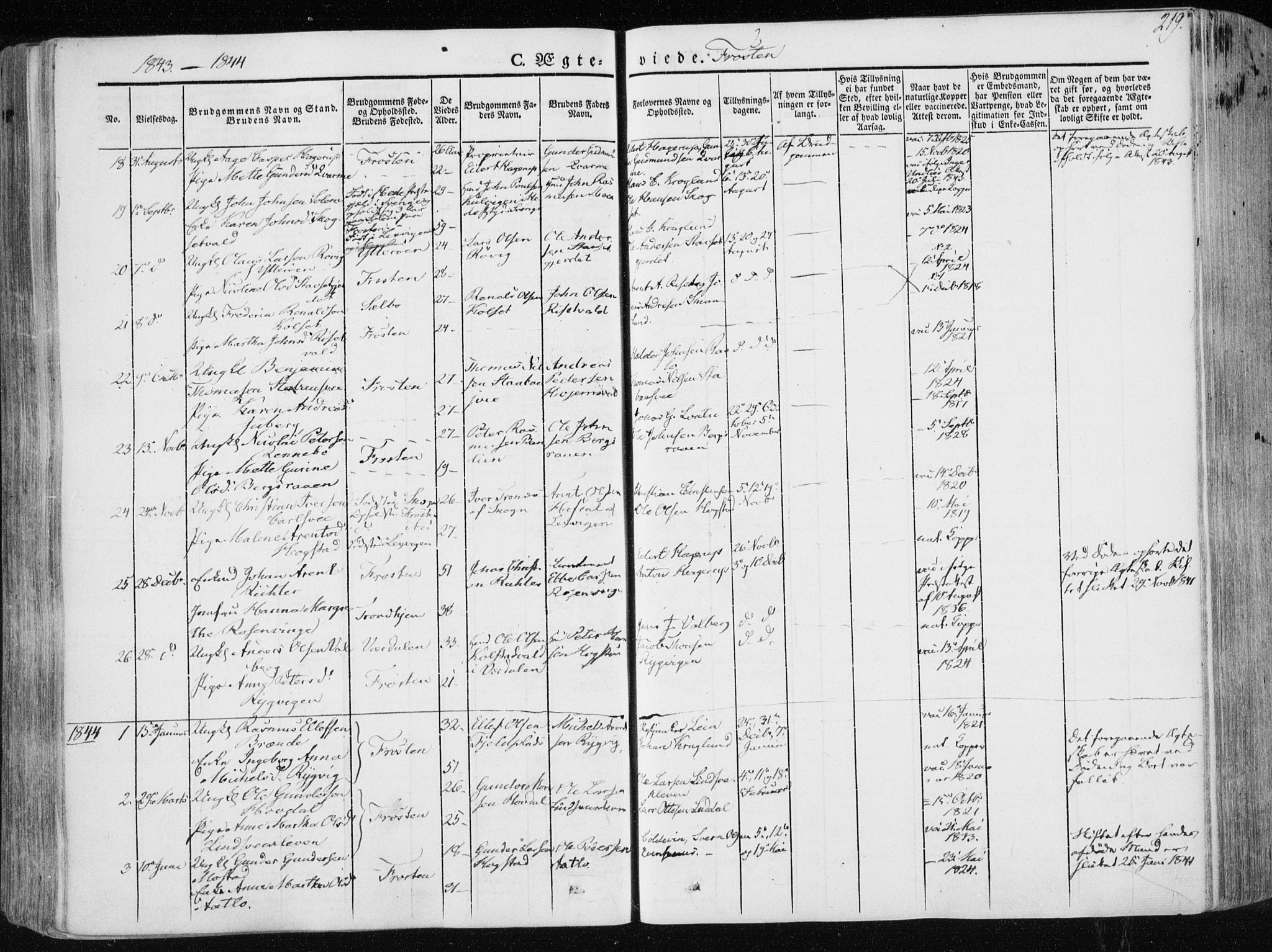 Ministerialprotokoller, klokkerbøker og fødselsregistre - Nord-Trøndelag, SAT/A-1458/713/L0115: Ministerialbok nr. 713A06, 1838-1851, s. 219