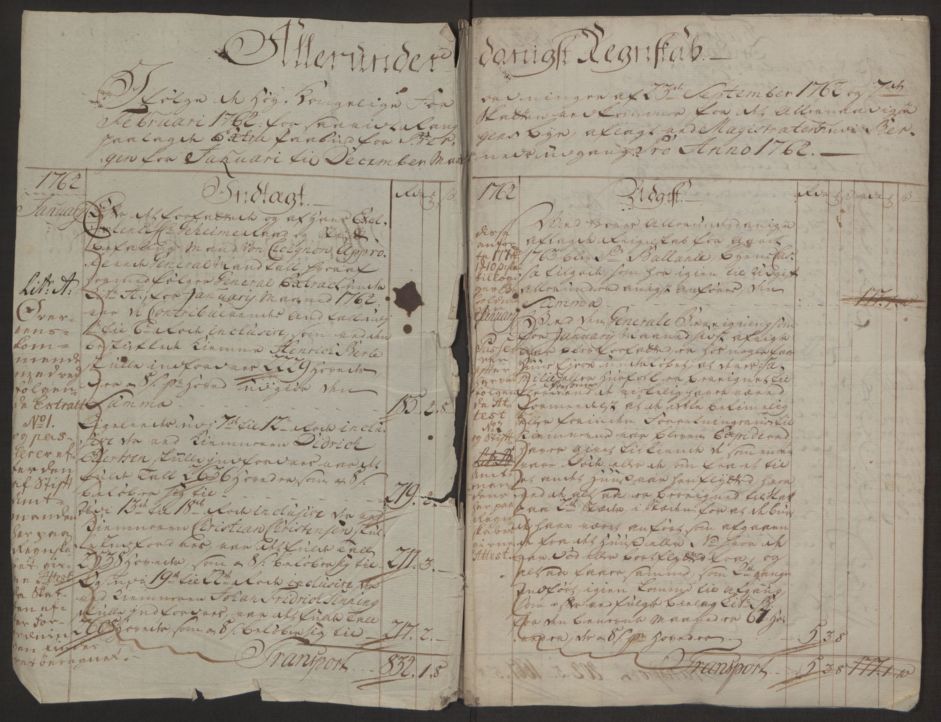 Rentekammeret inntil 1814, Reviderte regnskaper, Byregnskaper, RA/EA-4066/R/Rp/L0367/0001: [P21] Kontribusjonsregnskap / Ekstraskatt, 1764, s. 12