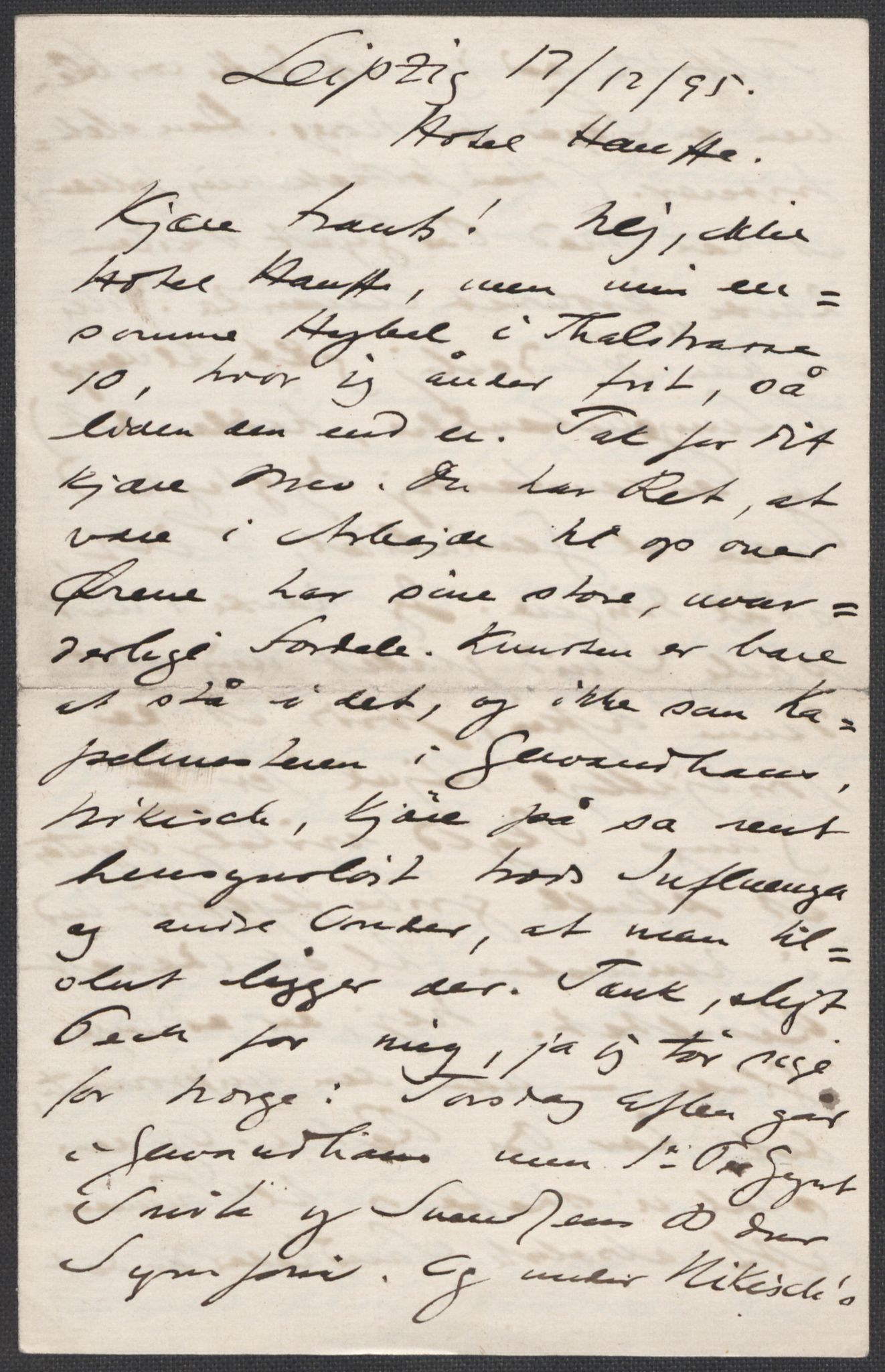 Beyer, Frants, RA/PA-0132/F/L0001: Brev fra Edvard Grieg til Frantz Beyer og "En del optegnelser som kan tjene til kommentar til brevene" av Marie Beyer, 1872-1907, s. 457