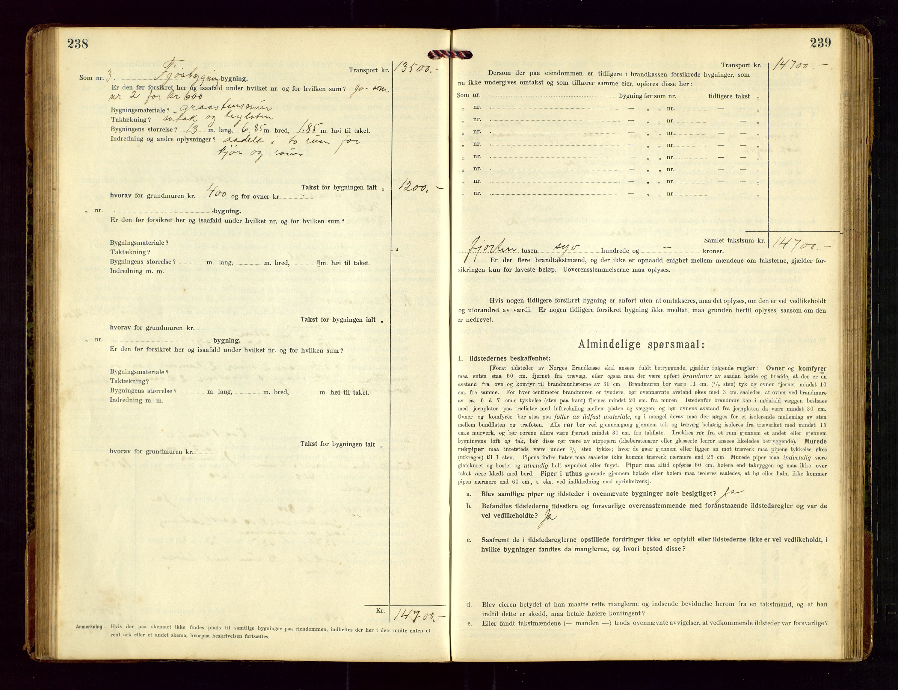 Heskestad lensmannskontor, AV/SAST-A-100304/Gob/L0002: "Brandtakstprotokol", 1915-1922, s. 238-239