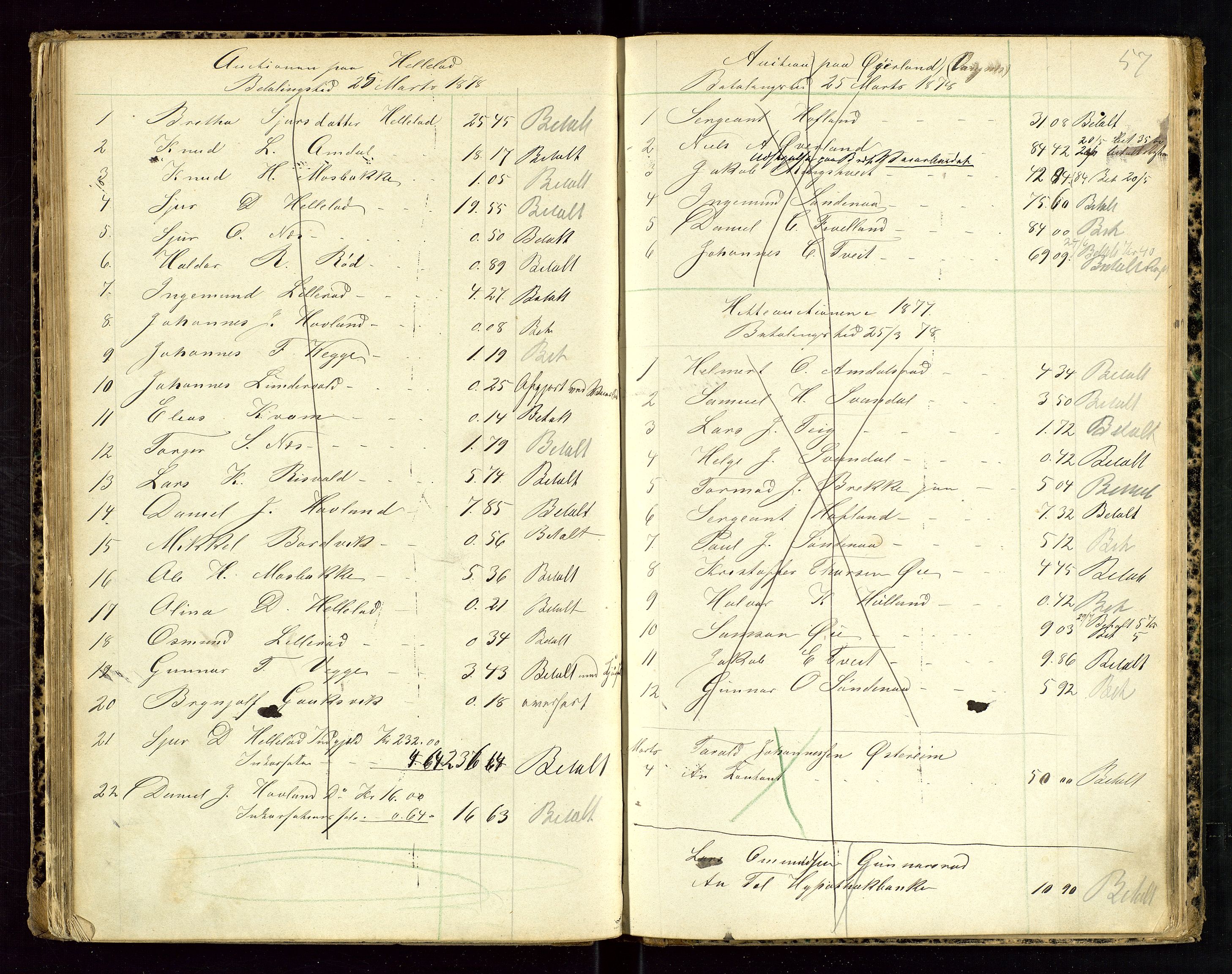 Sauda lensmannskontor, AV/SAST-A-100177/Gja/L0004: Auksjonsprotokoll, 1875-1880, s. 57