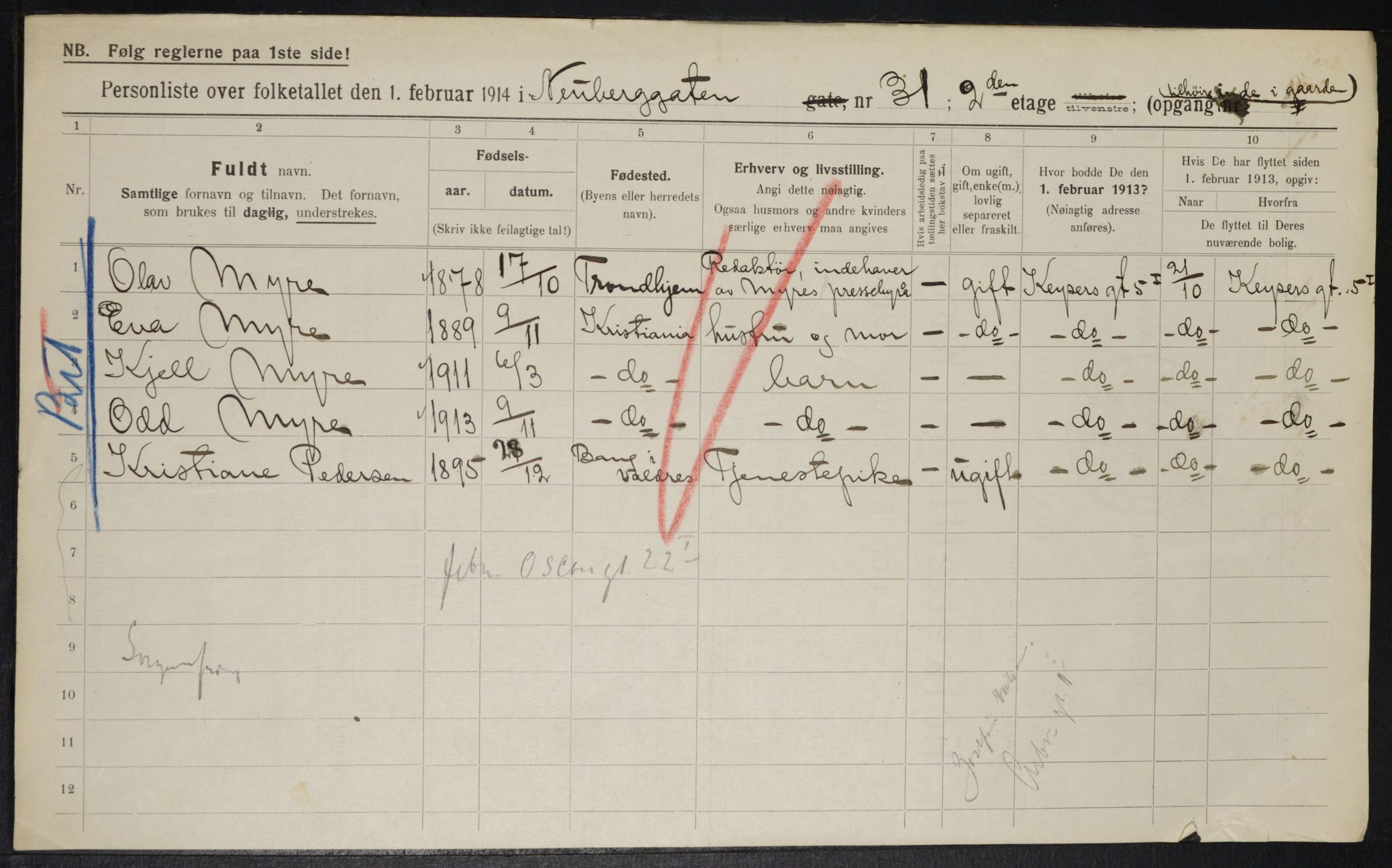 OBA, Kommunal folketelling 1.2.1914 for Kristiania, 1914, s. 70117