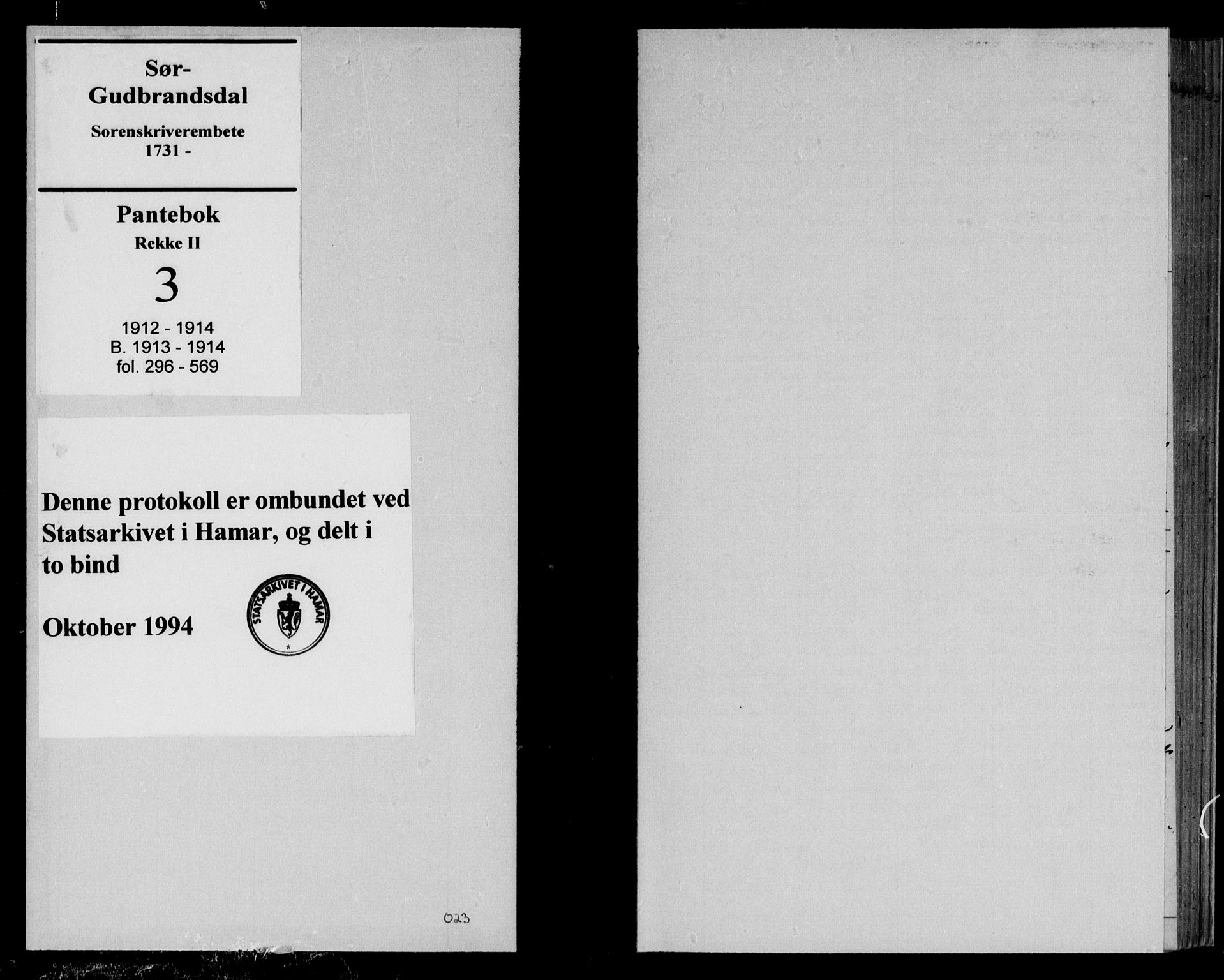 Sør-Gudbrandsdal tingrett, AV/SAH-TING-004/H/Hb/Hbb/L0003: Pantebok nr. II 3b, 1913-1914