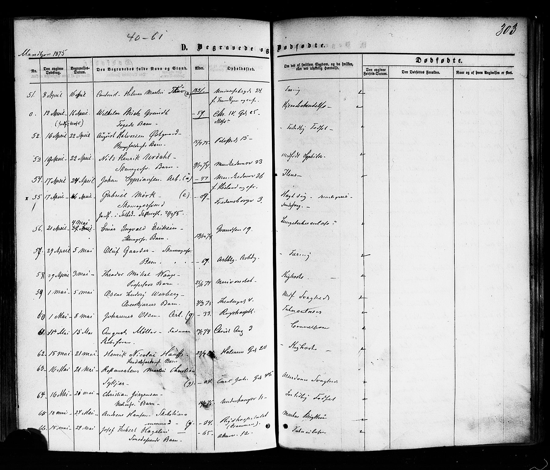 Trefoldighet prestekontor Kirkebøker, AV/SAO-A-10882/F/Fd/L0001: Ministerialbok nr. IV 1, 1858-1877, s. 303