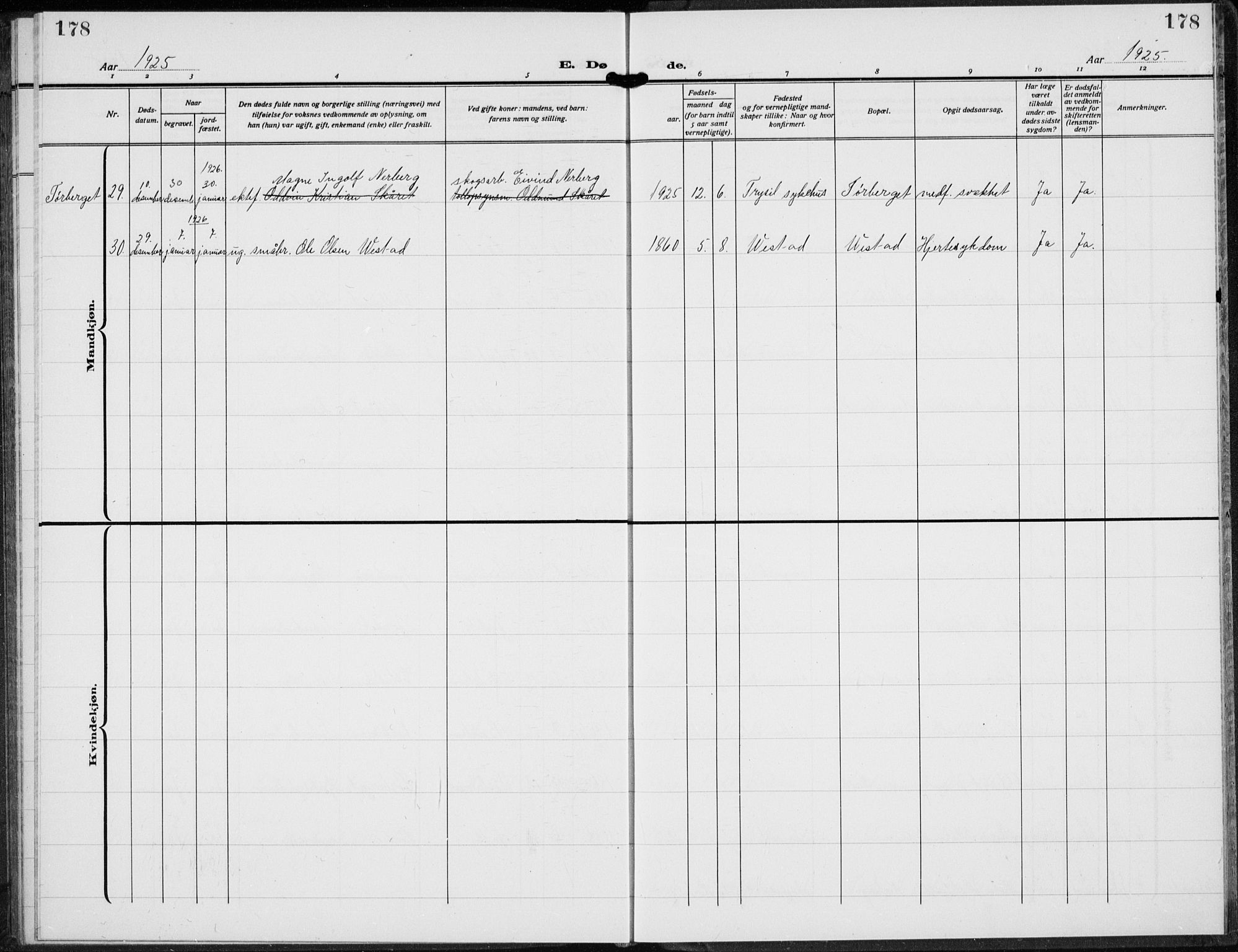 Trysil prestekontor, AV/SAH-PREST-046/H/Ha/Hab/L0010: Klokkerbok nr. 10, 1917-1937, s. 178