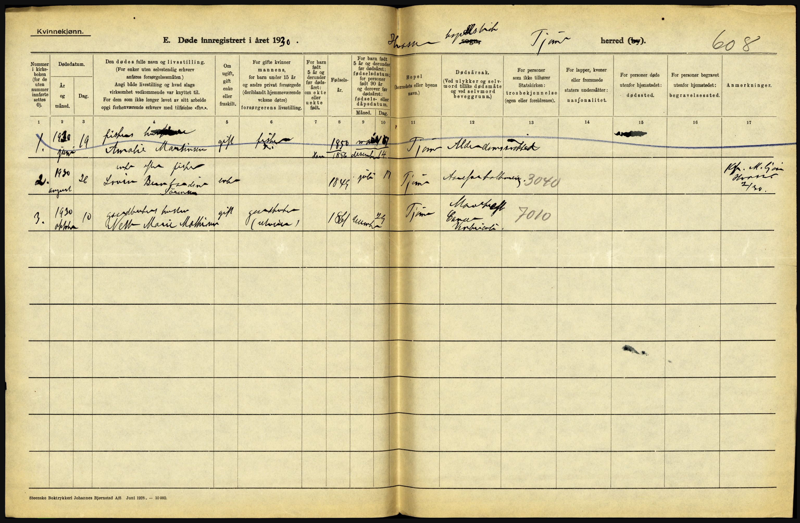 Statistisk sentralbyrå, Sosiodemografiske emner, Befolkning, AV/RA-S-2228/D/Df/Dfc/Dfcj/L0017: Vestfold. Telemark, 1930, s. 50