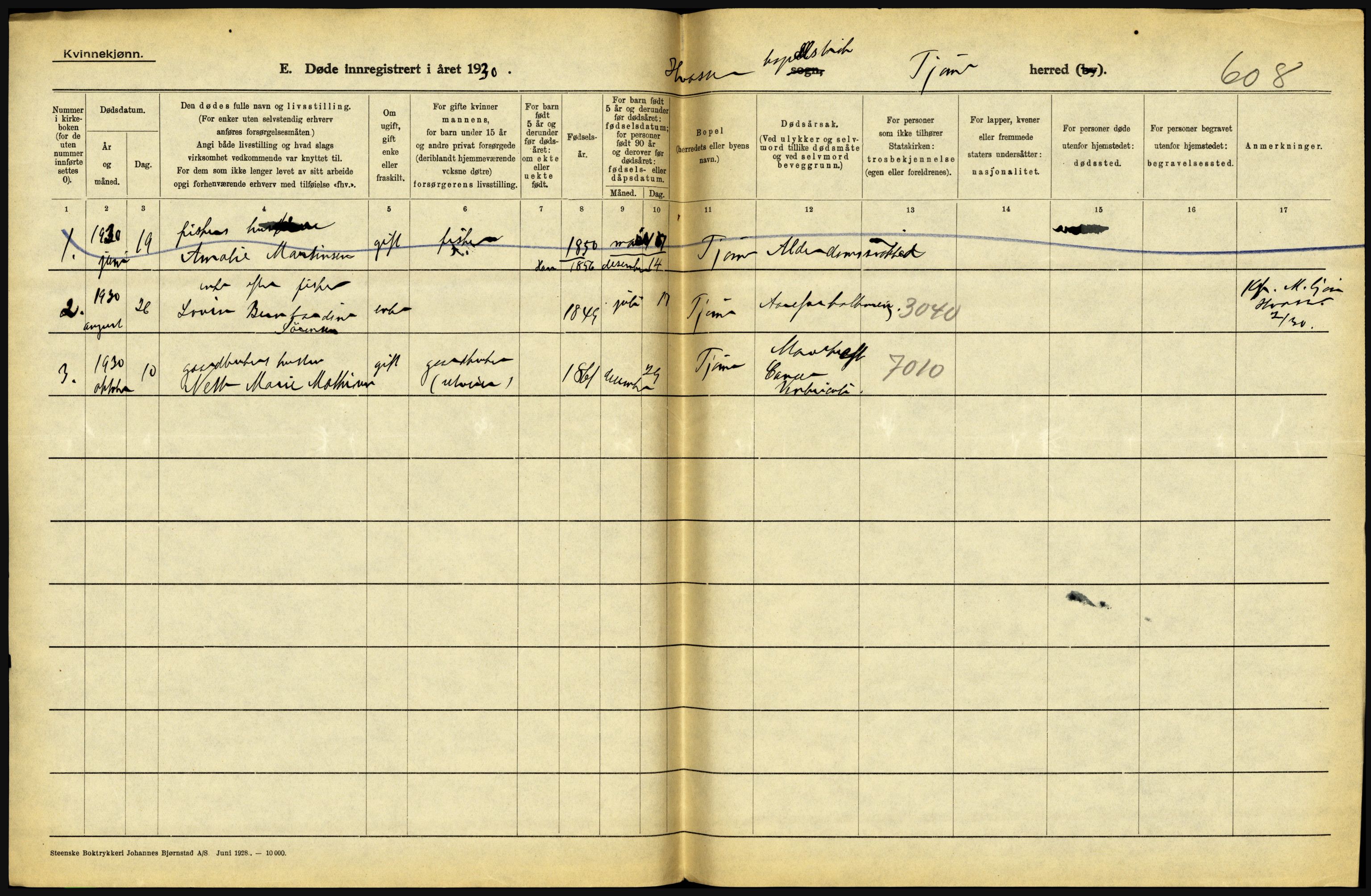 Statistisk sentralbyrå, Sosiodemografiske emner, Befolkning, RA/S-2228/D/Df/Dfc/Dfcj/L0017: Vestfold. Telemark, 1930, s. 50