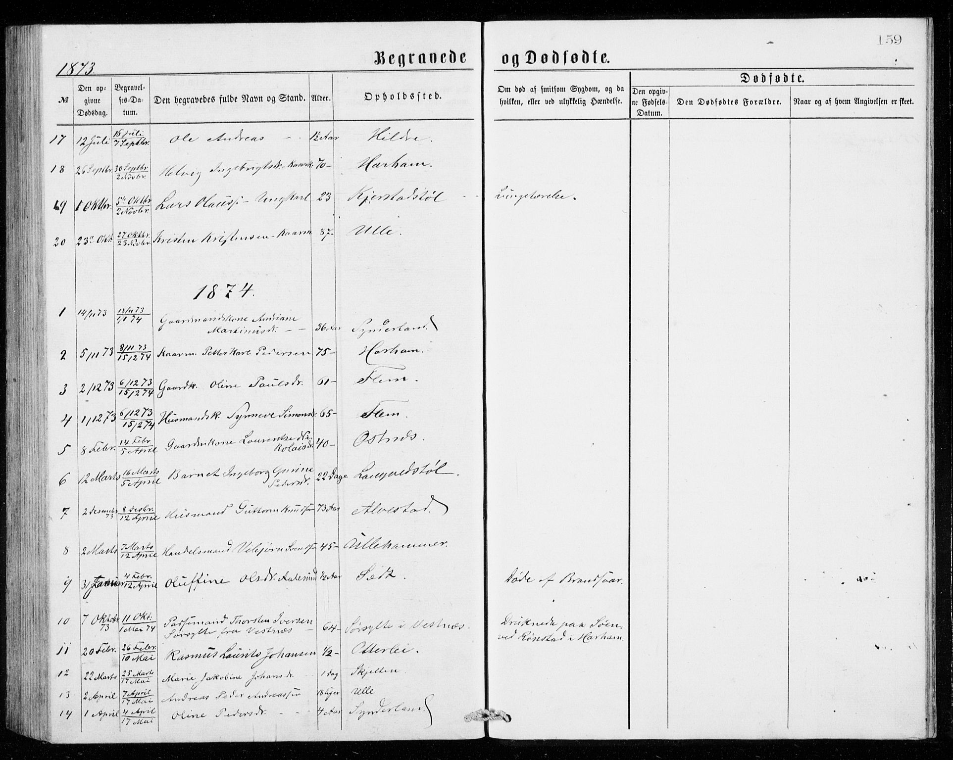 Ministerialprotokoller, klokkerbøker og fødselsregistre - Møre og Romsdal, SAT/A-1454/536/L0509: Klokkerbok nr. 536C04, 1871-1881, s. 159