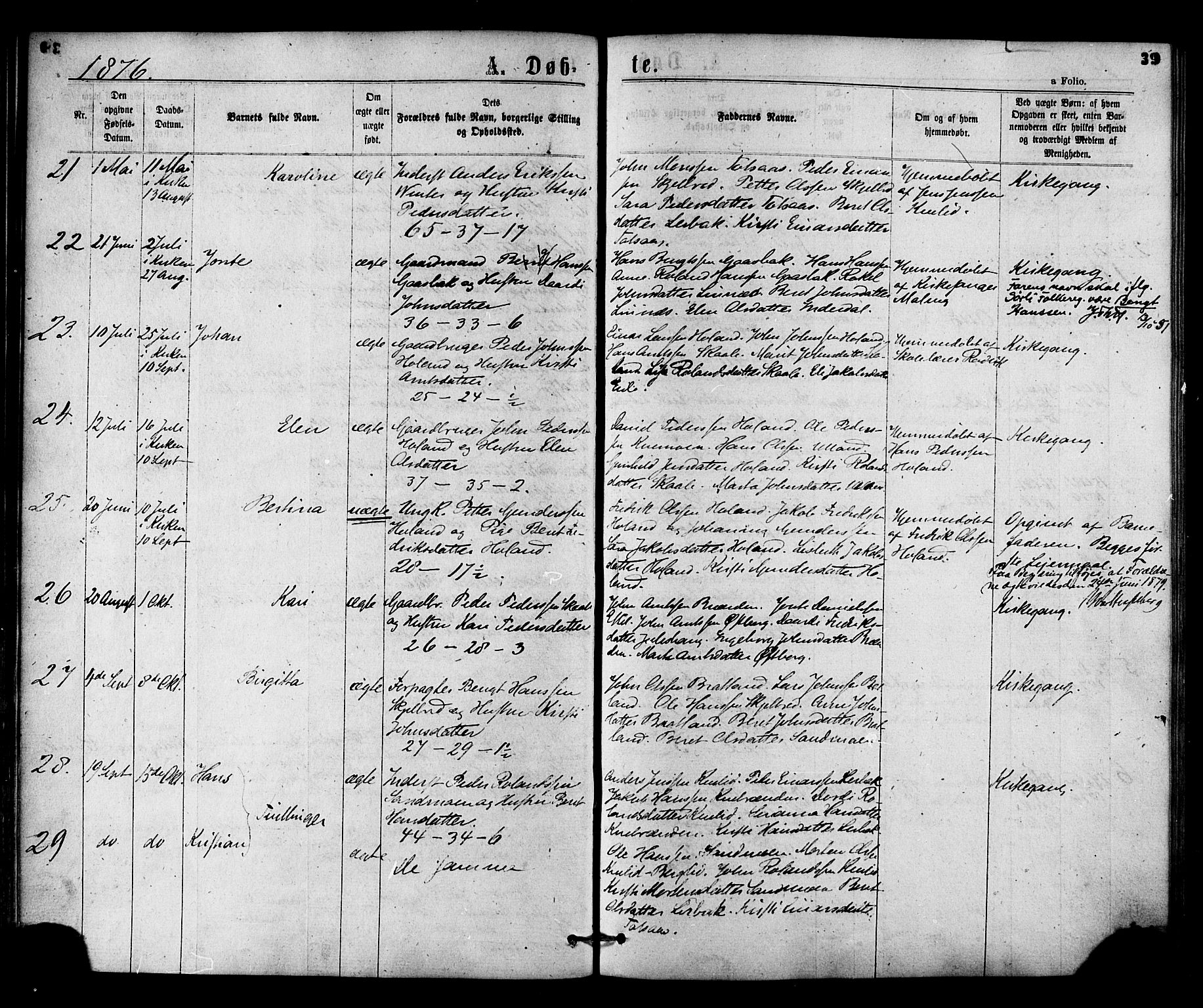 Ministerialprotokoller, klokkerbøker og fødselsregistre - Nord-Trøndelag, AV/SAT-A-1458/755/L0493: Ministerialbok nr. 755A02, 1865-1881, s. 39