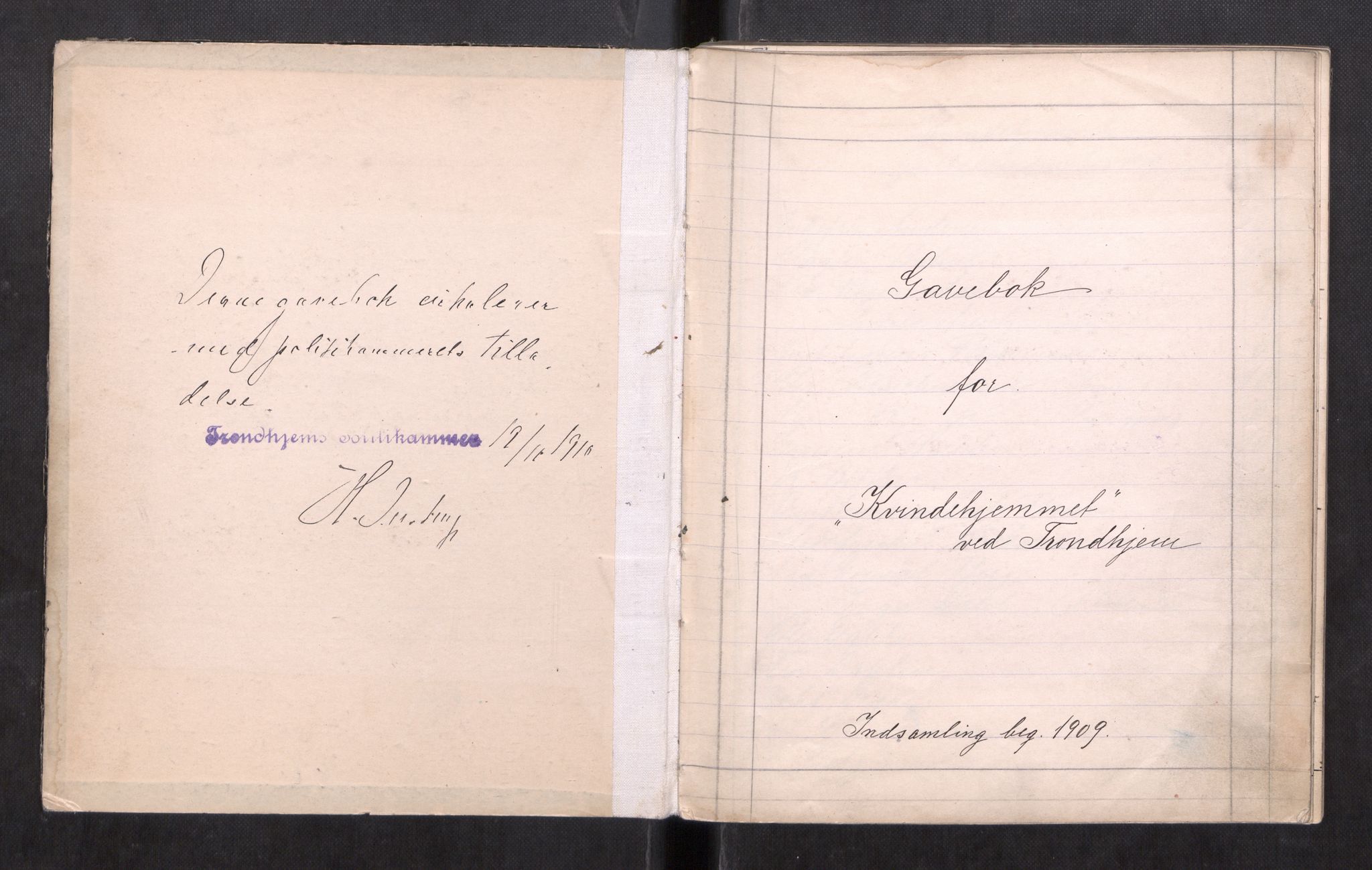 Kvindehjemmet i Trondhjem - Magdalenastiftelsen, AV/SAT-PA-0323/F/L0004: Gavebok for kvindehjemmet, 1909-1918