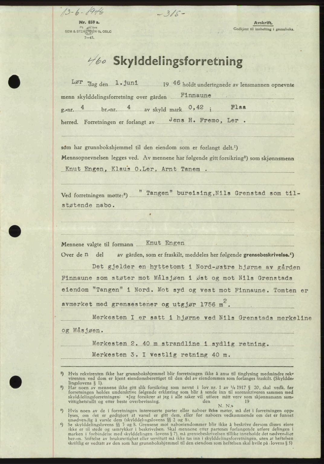 Gauldal sorenskriveri, SAT/A-0014/1/2/2C: Pantebok nr. A2, 1946-1946, Dagboknr: 460/1946