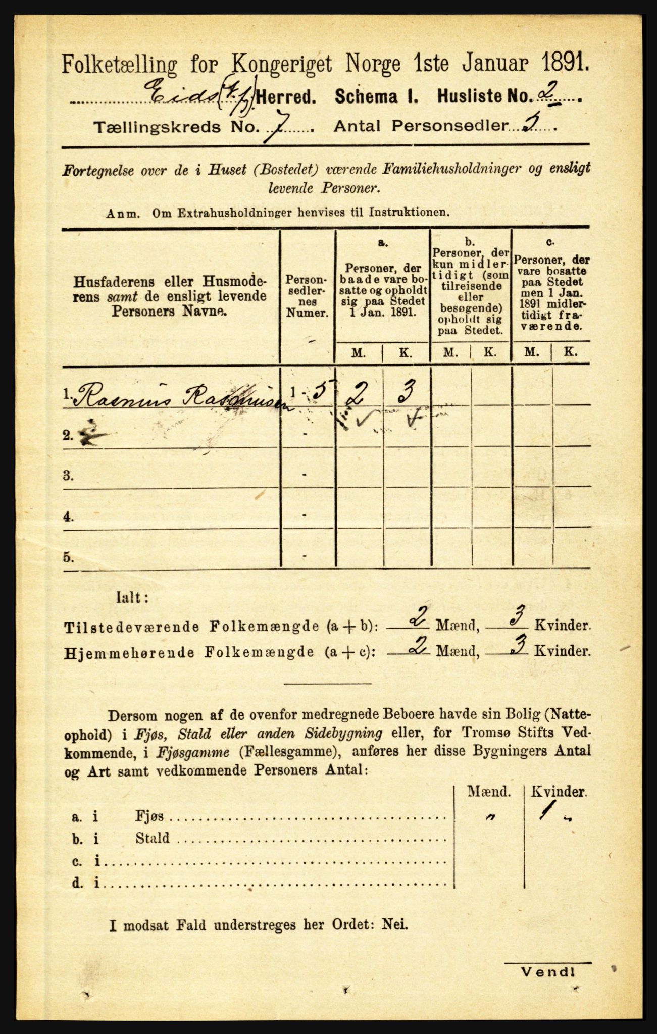 RA, Folketelling 1891 for 1443 Eid herred, 1891, s. 1756