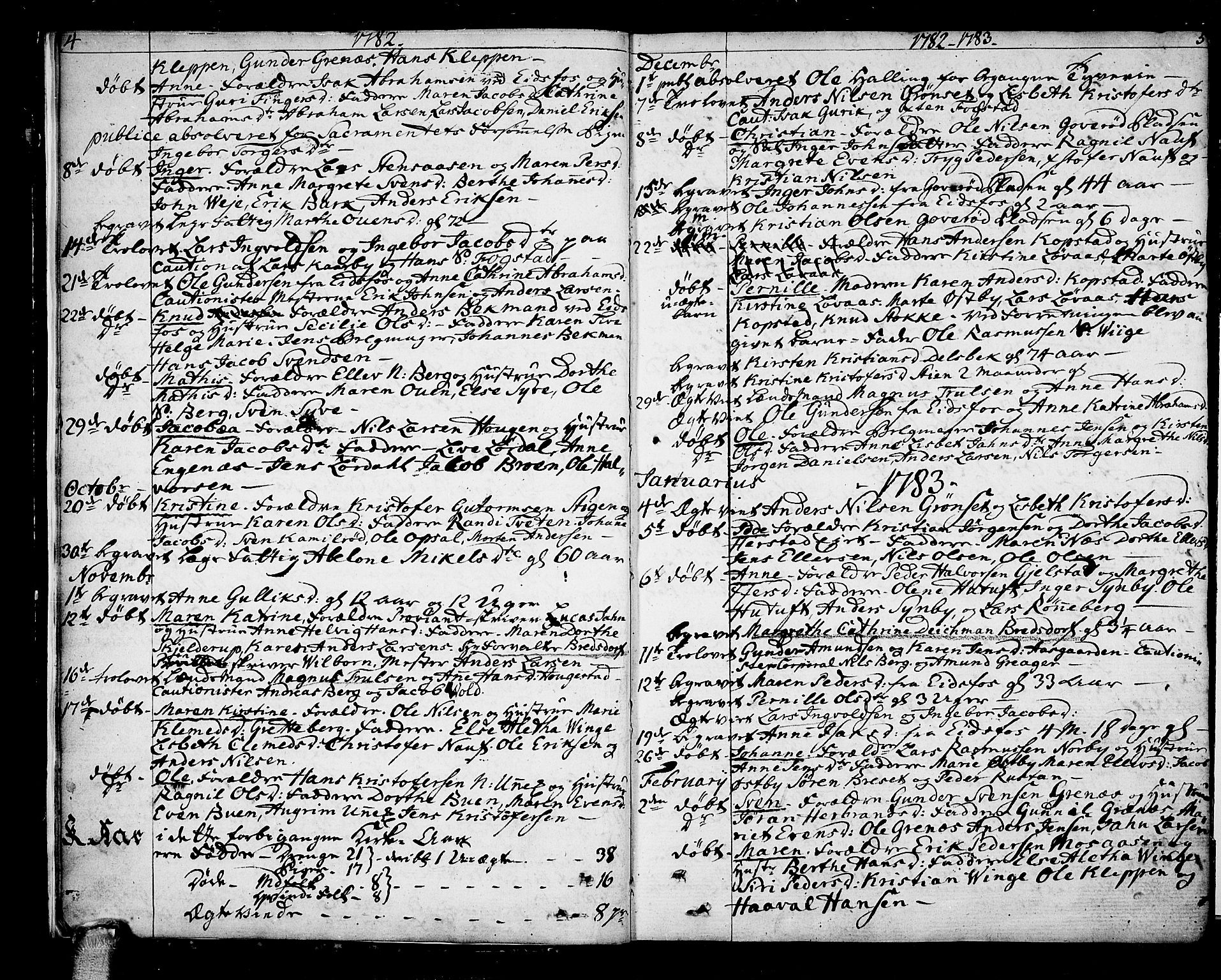 Hof kirkebøker, AV/SAKO-A-64/F/Fa/L0003: Ministerialbok nr. I 3, 1782-1814, s. 4-5