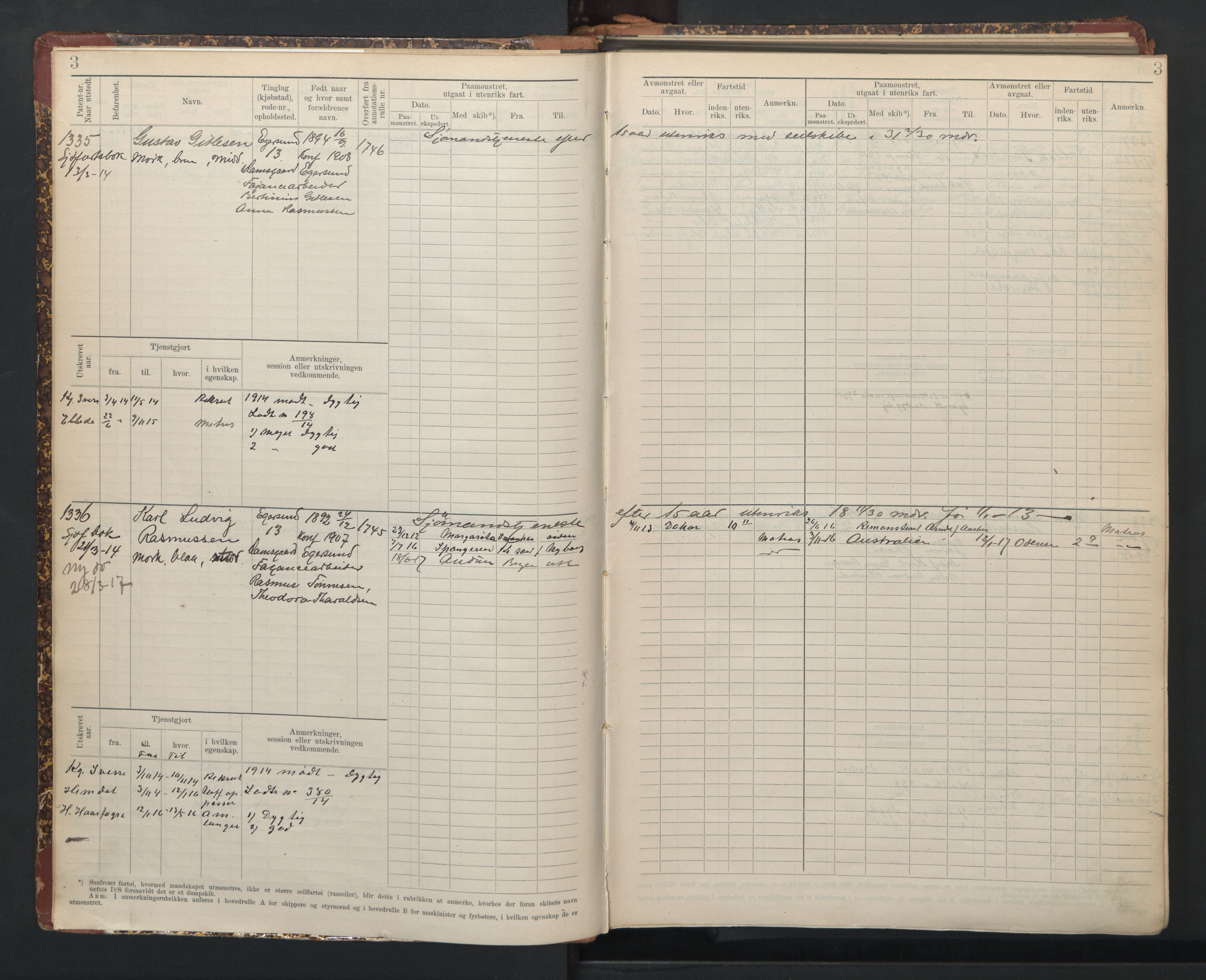 Egersund mønstringskrets, SAK/2031-0019/F/Fb/L0003: Hovedrulle nr 1331-1567, O-5, 1900-1948, s. 5