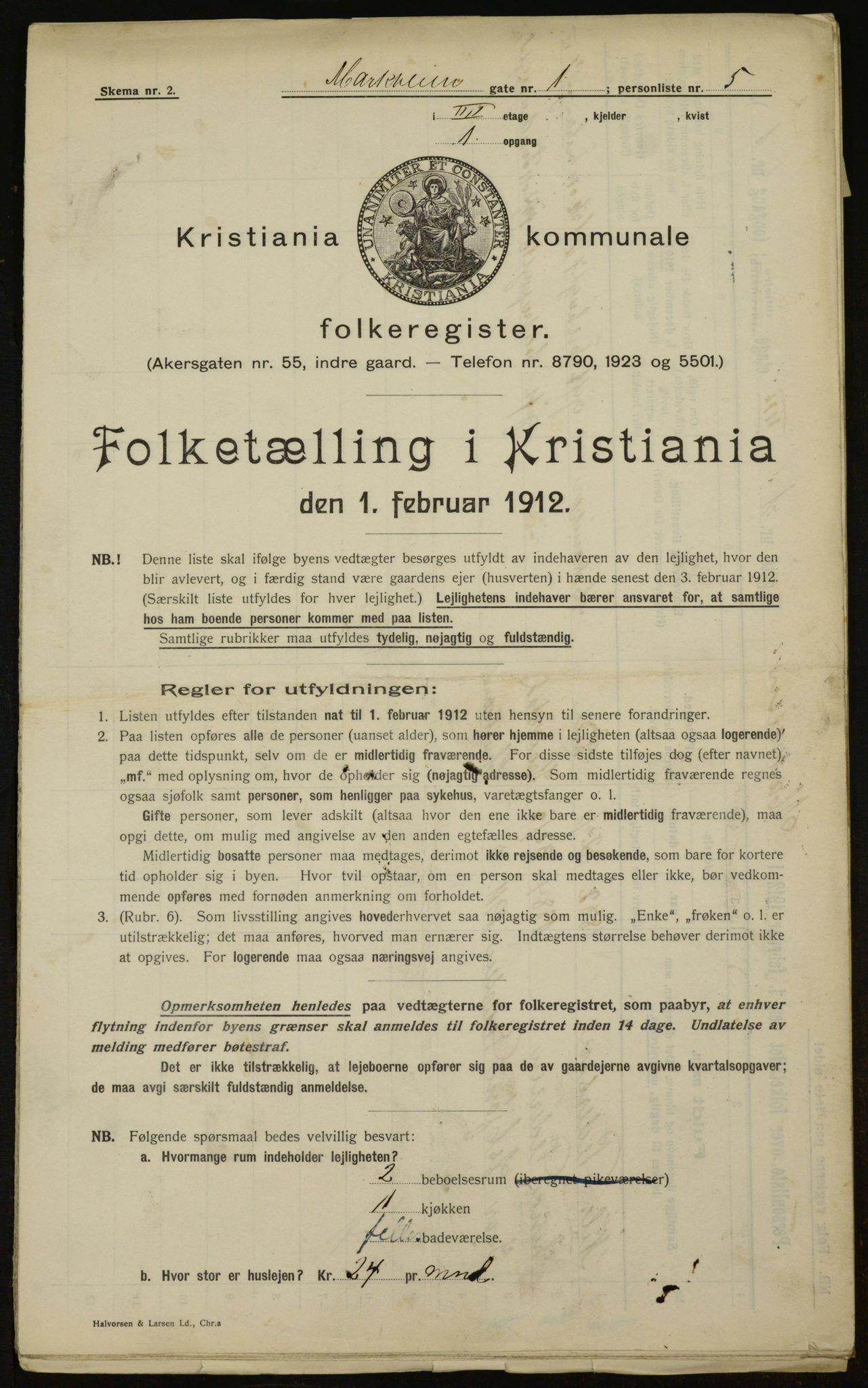 OBA, Kommunal folketelling 1.2.1912 for Kristiania, 1912, s. 63358