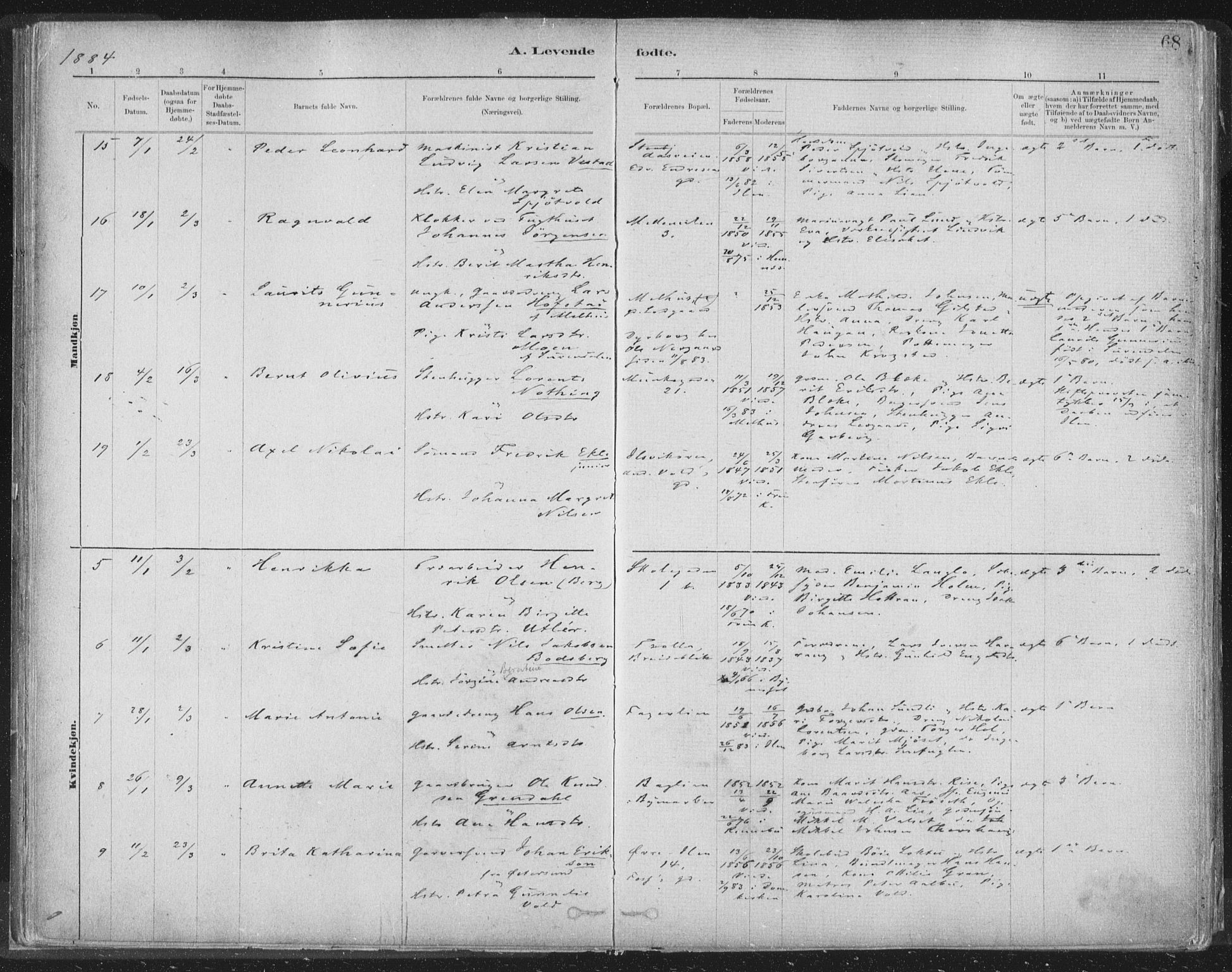 Ministerialprotokoller, klokkerbøker og fødselsregistre - Sør-Trøndelag, AV/SAT-A-1456/603/L0162: Ministerialbok nr. 603A01, 1879-1895, s. 68