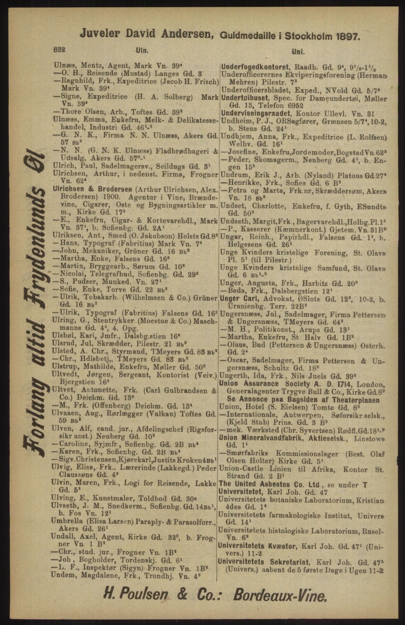 Kristiania/Oslo adressebok, PUBL/-, 1904, s. 832