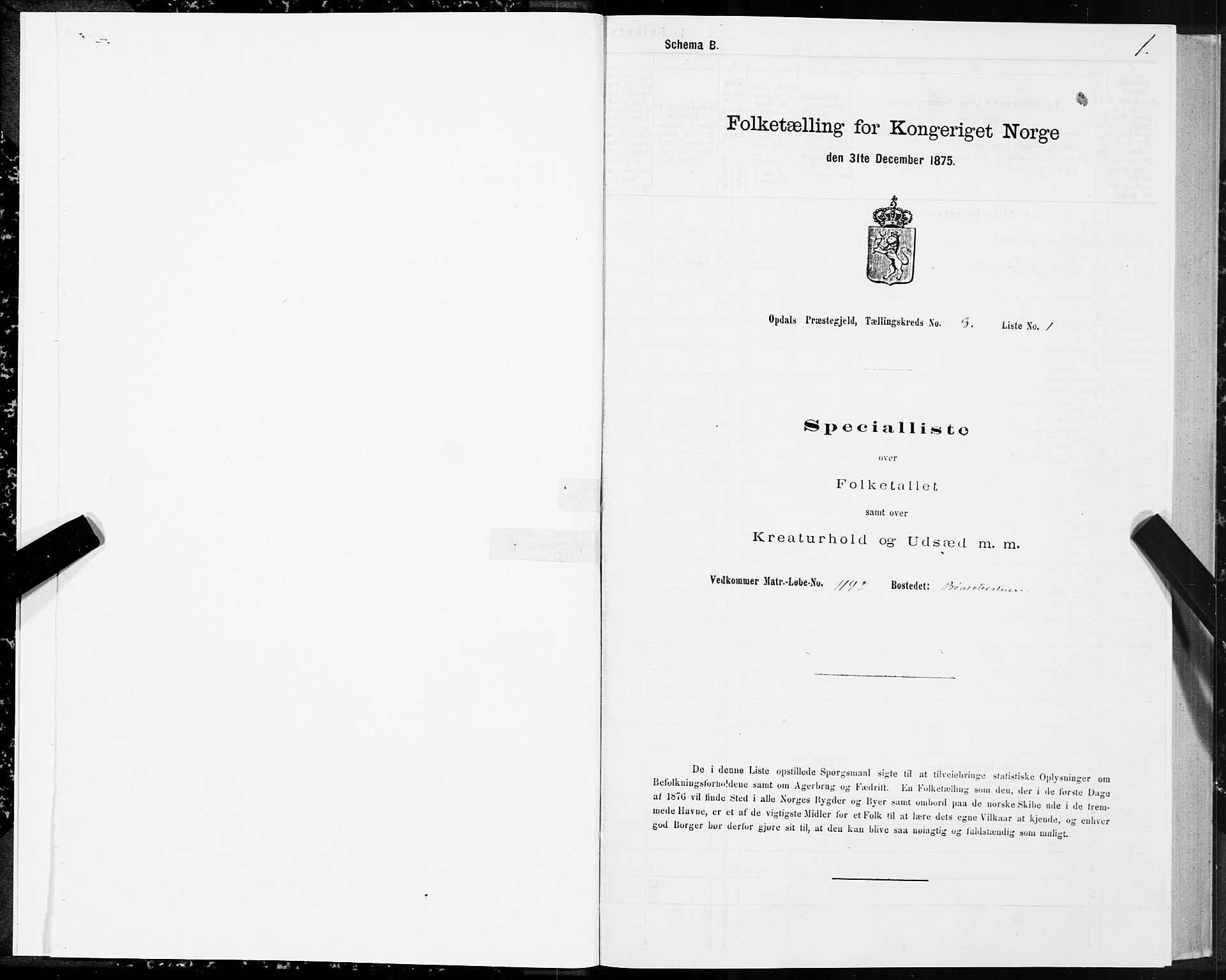 SAT, Folketelling 1875 for 1634P Oppdal prestegjeld, 1875, s. 5001