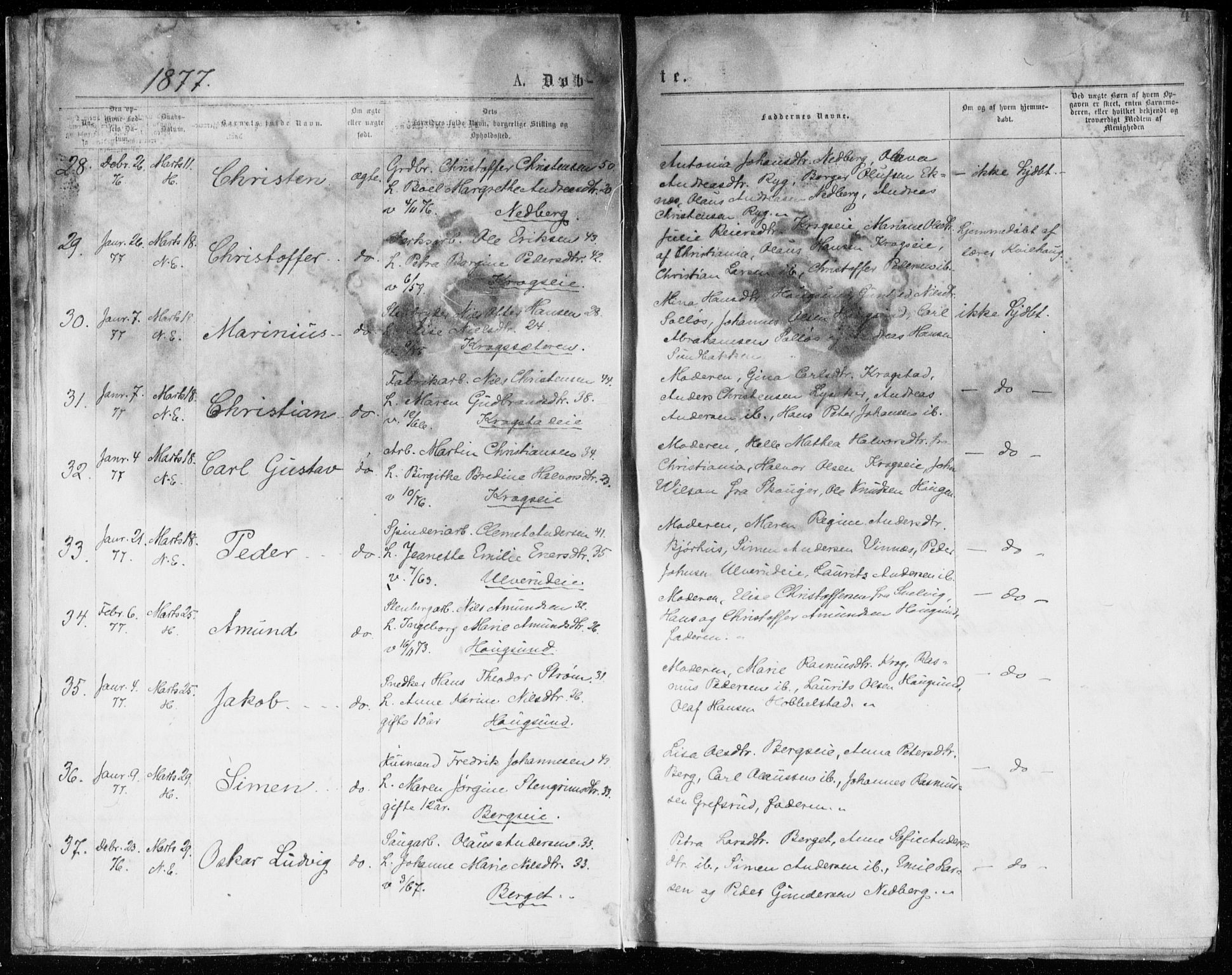 Eiker kirkebøker, AV/SAKO-A-4/G/Ga/L0004: Klokkerbok nr. I 4, 1877-1877, s. 4
