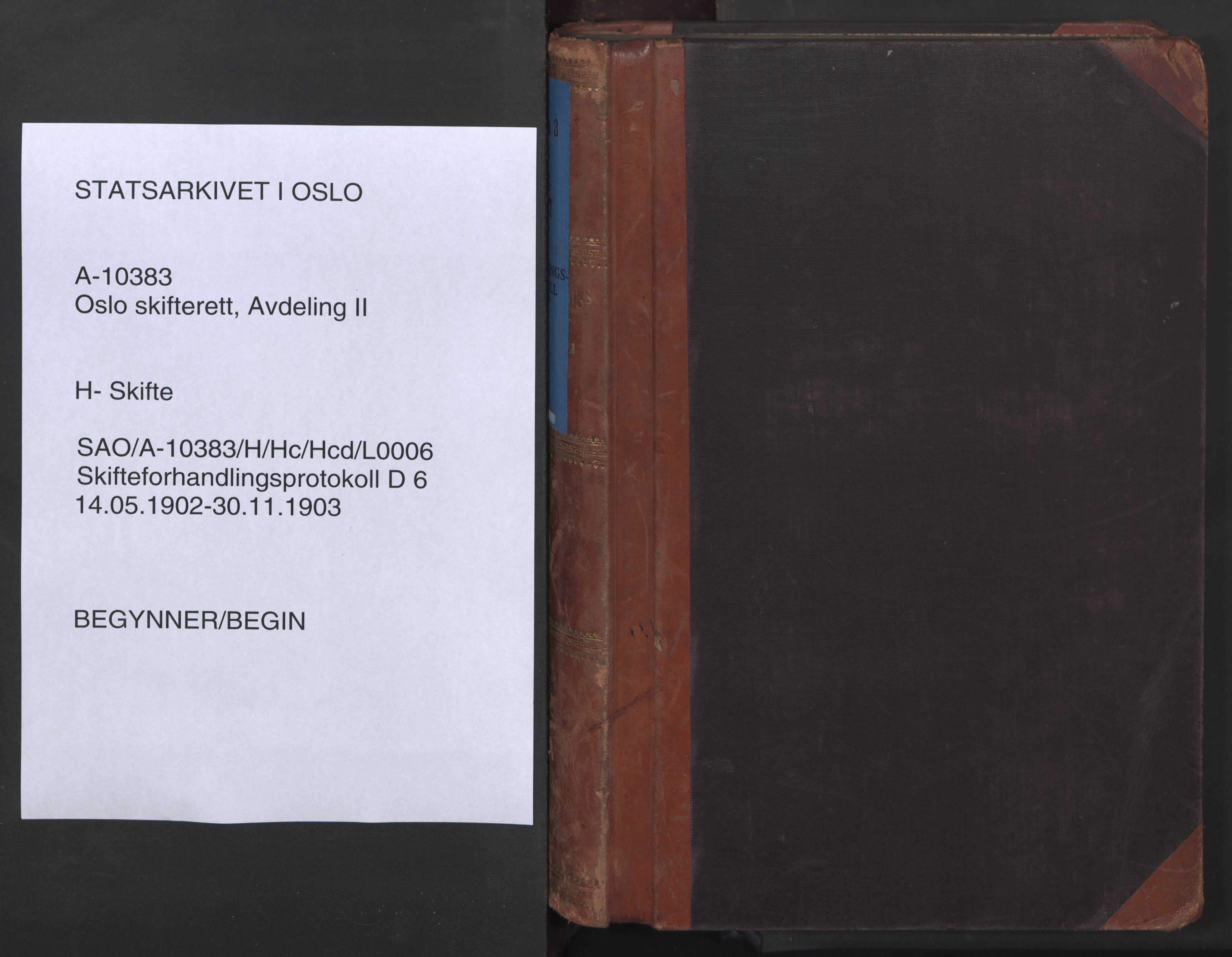 Oslo skifterett, SAO/A-10383/H/Hc/Hcd/L0006: Skifteforhandlingsprotokoll, 1902-1903