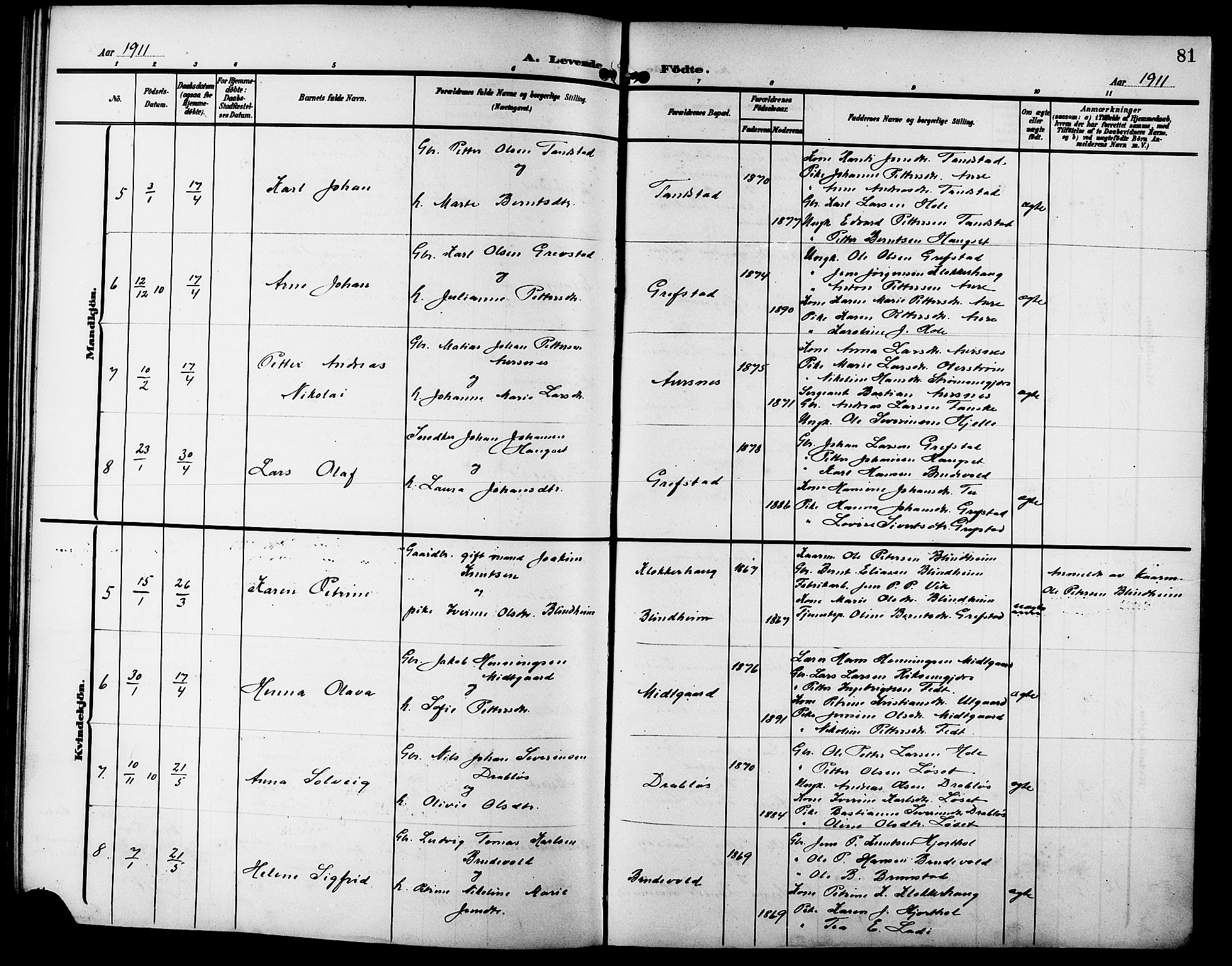 Ministerialprotokoller, klokkerbøker og fødselsregistre - Møre og Romsdal, AV/SAT-A-1454/523/L0341: Klokkerbok nr. 523C04, 1903-1916, s. 81