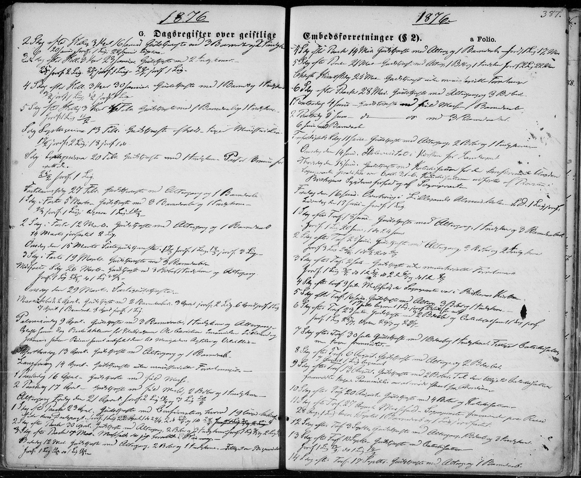 Vestre Moland sokneprestkontor, AV/SAK-1111-0046/F/Fa/Fab/L0008: Ministerialbok nr. A 8, 1873-1883, s. 387