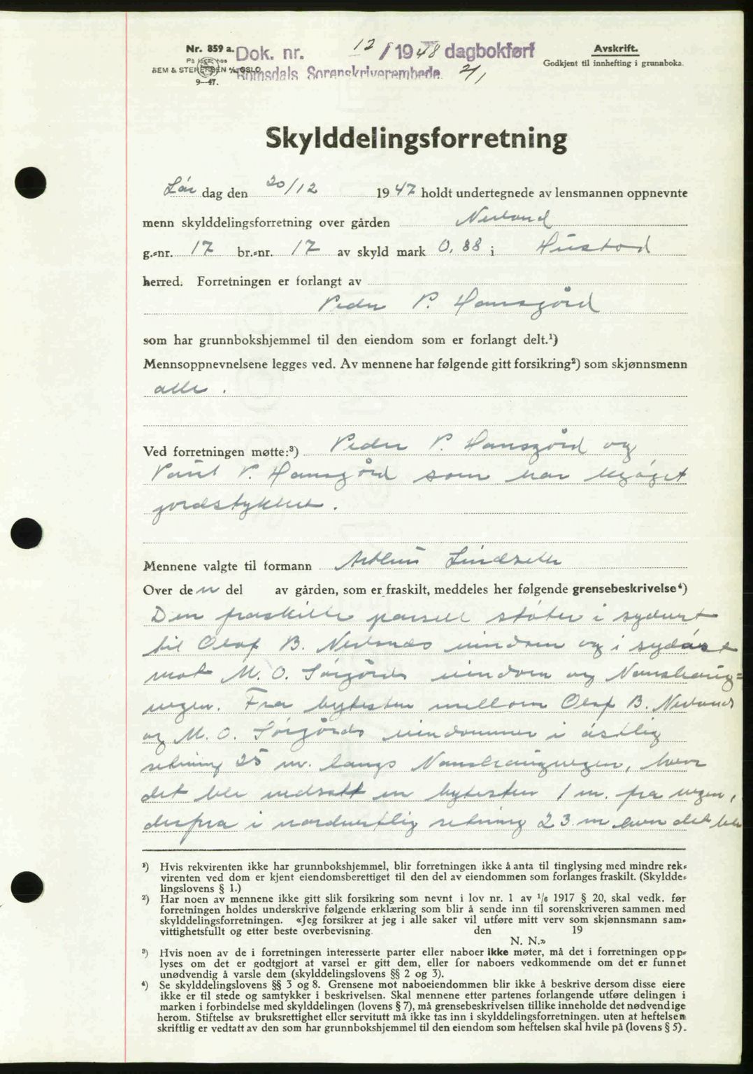 Romsdal sorenskriveri, SAT/A-4149/1/2/2C: Pantebok nr. A25, 1948-1948, Dagboknr: 12/1948