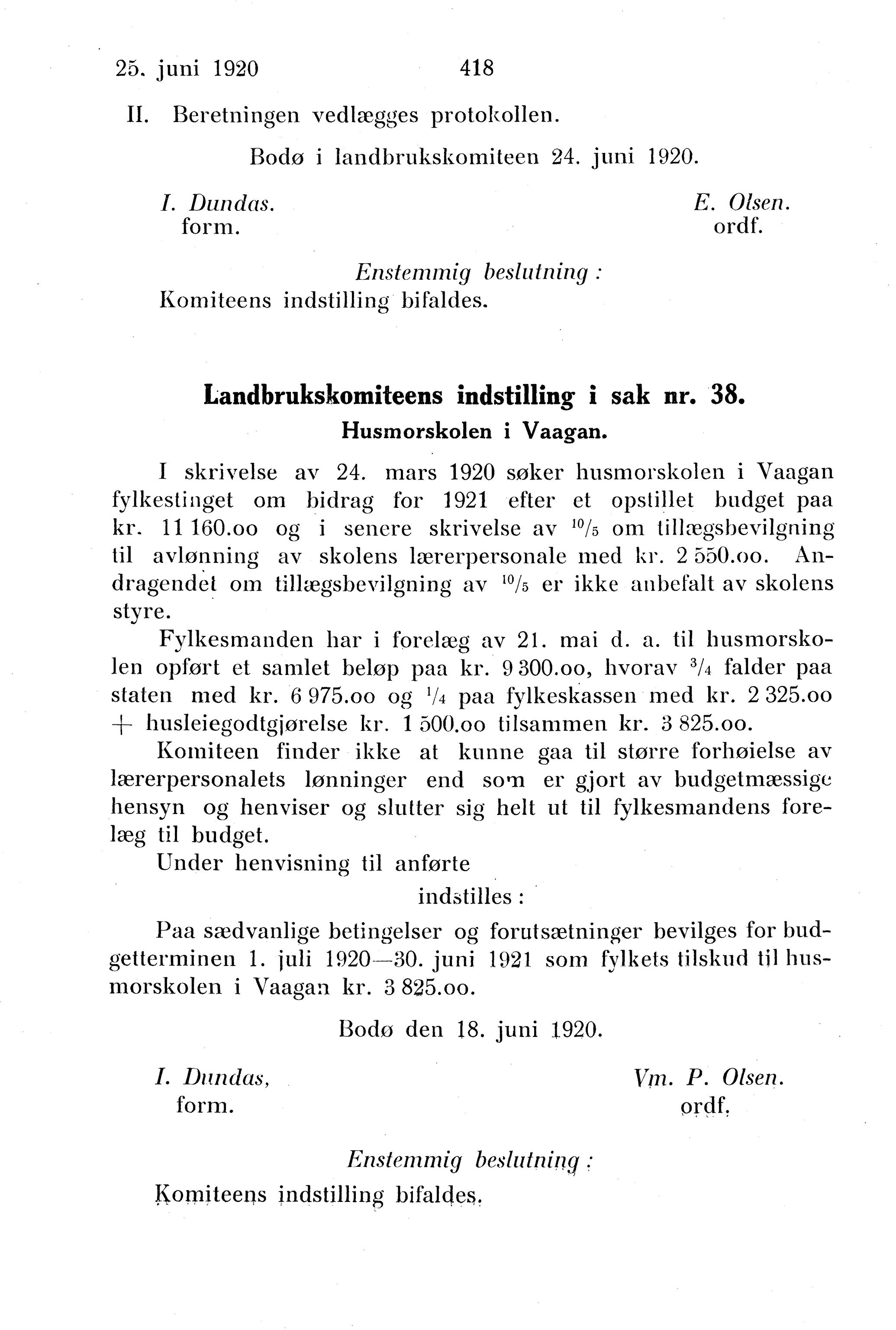 Nordland Fylkeskommune. Fylkestinget, AIN/NFK-17/176/A/Ac/L0043: Fylkestingsforhandlinger 1920, 1920