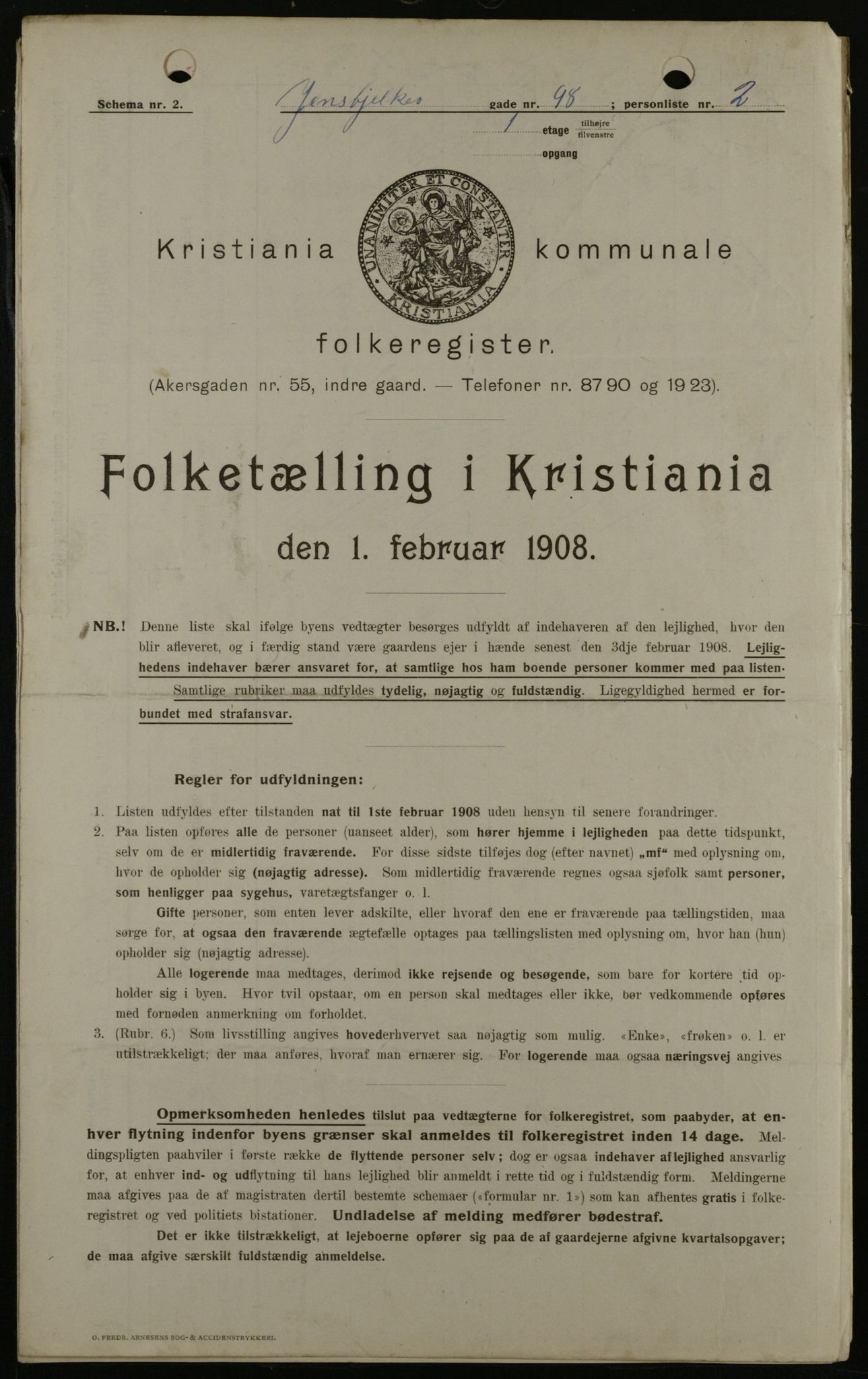 OBA, Kommunal folketelling 1.2.1908 for Kristiania kjøpstad, 1908, s. 41793