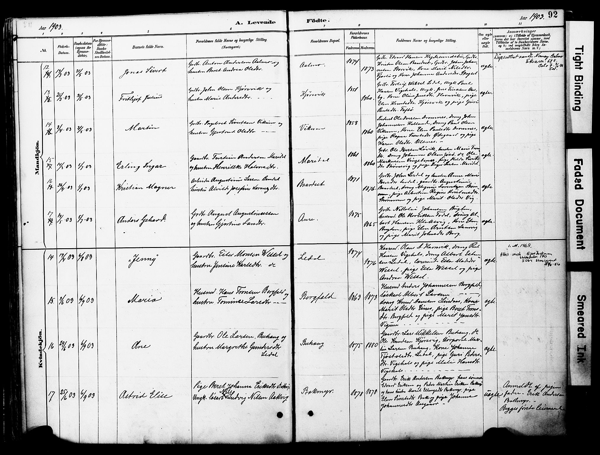 Ministerialprotokoller, klokkerbøker og fødselsregistre - Møre og Romsdal, AV/SAT-A-1454/578/L0907: Ministerialbok nr. 578A06, 1887-1904, s. 92