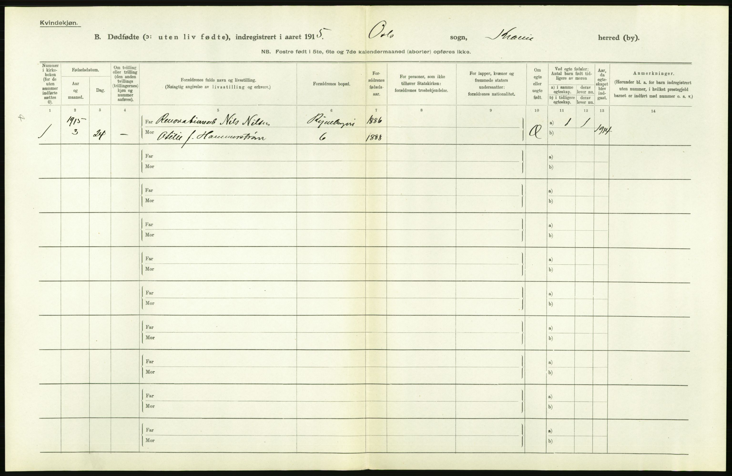 Statistisk sentralbyrå, Sosiodemografiske emner, Befolkning, AV/RA-S-2228/D/Df/Dfb/Dfbe/L0010: Kristiania: Døde, dødfødte., 1915, s. 498