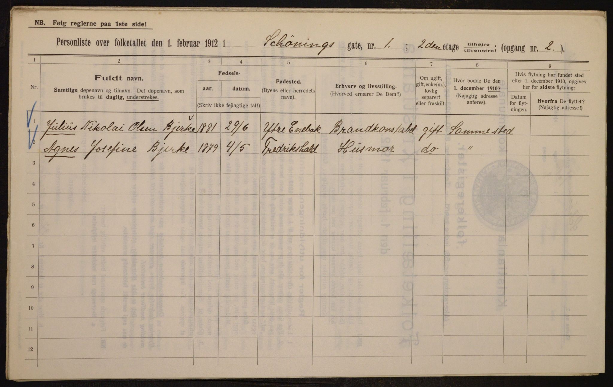 OBA, Kommunal folketelling 1.2.1912 for Kristiania, 1912, s. 93549