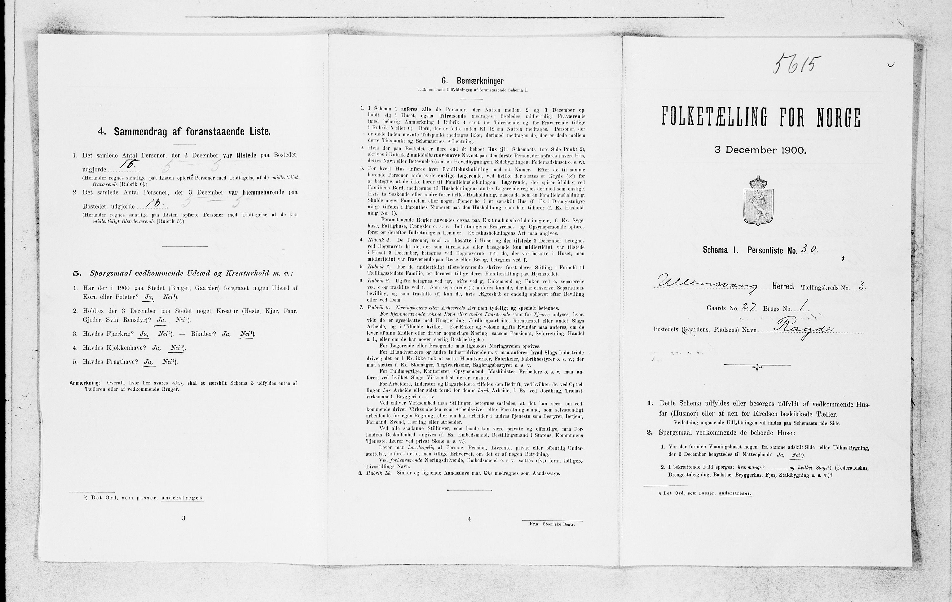SAB, Folketelling 1900 for 1230 Ullensvang herred, 1900, s. 393