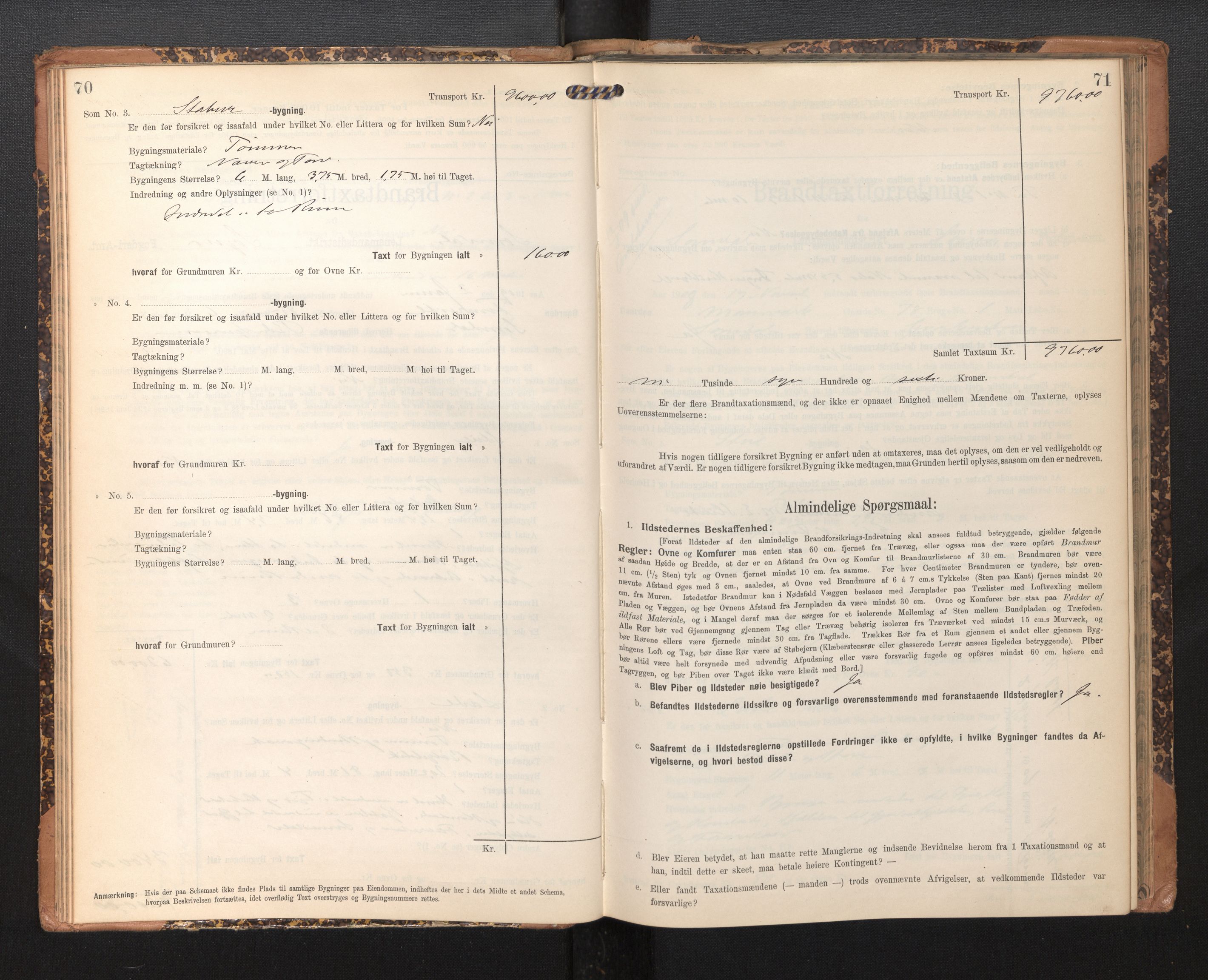 Lensmannen i Sogndal, SAB/A-29901/0012/L0010: Branntakstprotokoll, skjematakst, 1907-1914, s. 70-71