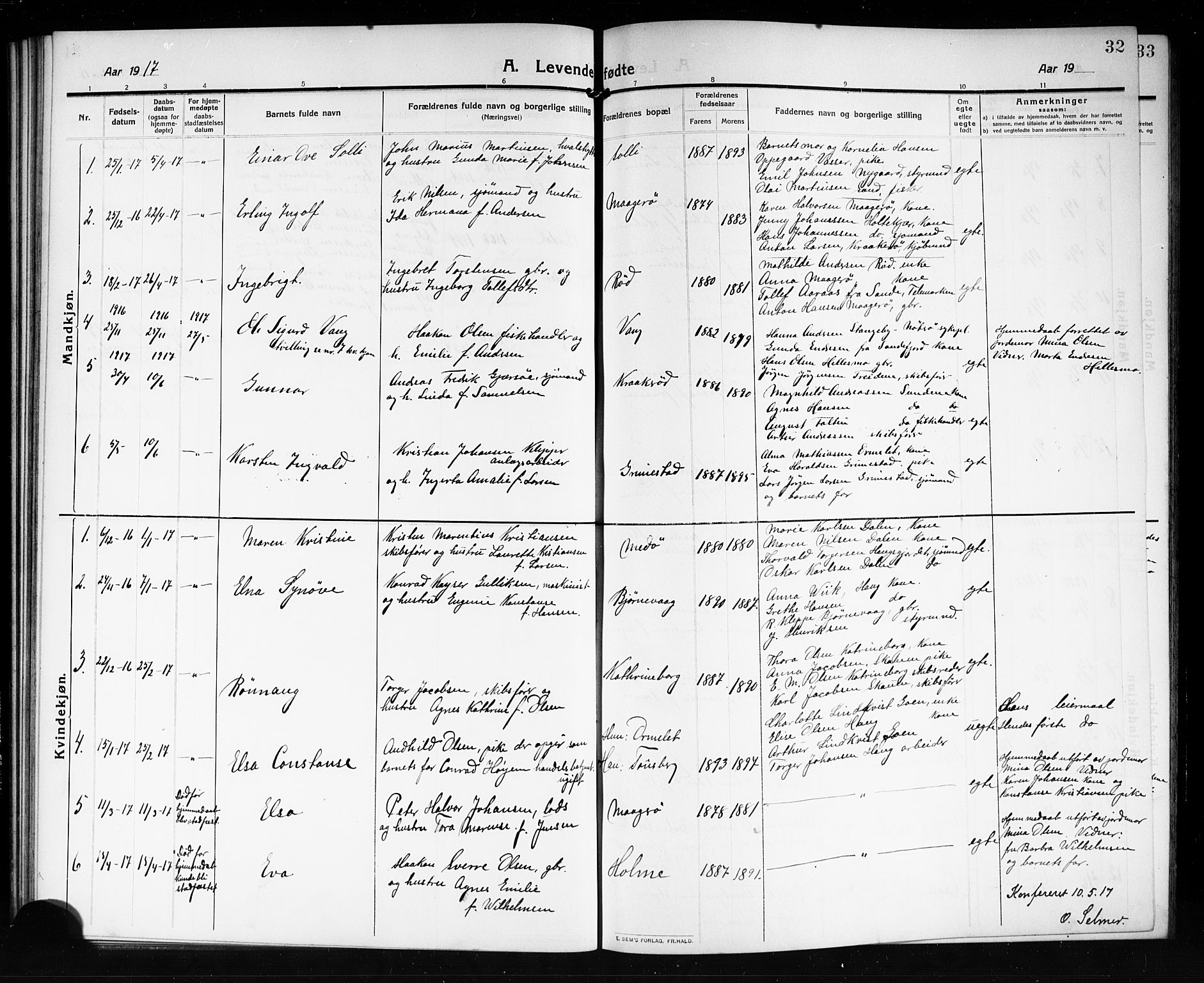 Tjøme kirkebøker, AV/SAKO-A-328/G/Ga/L0002: Klokkerbok nr. I 2, 1911-1920, s. 32