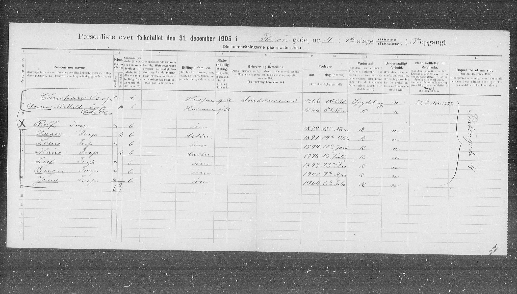 OBA, Kommunal folketelling 31.12.1905 for Kristiania kjøpstad, 1905, s. 42298