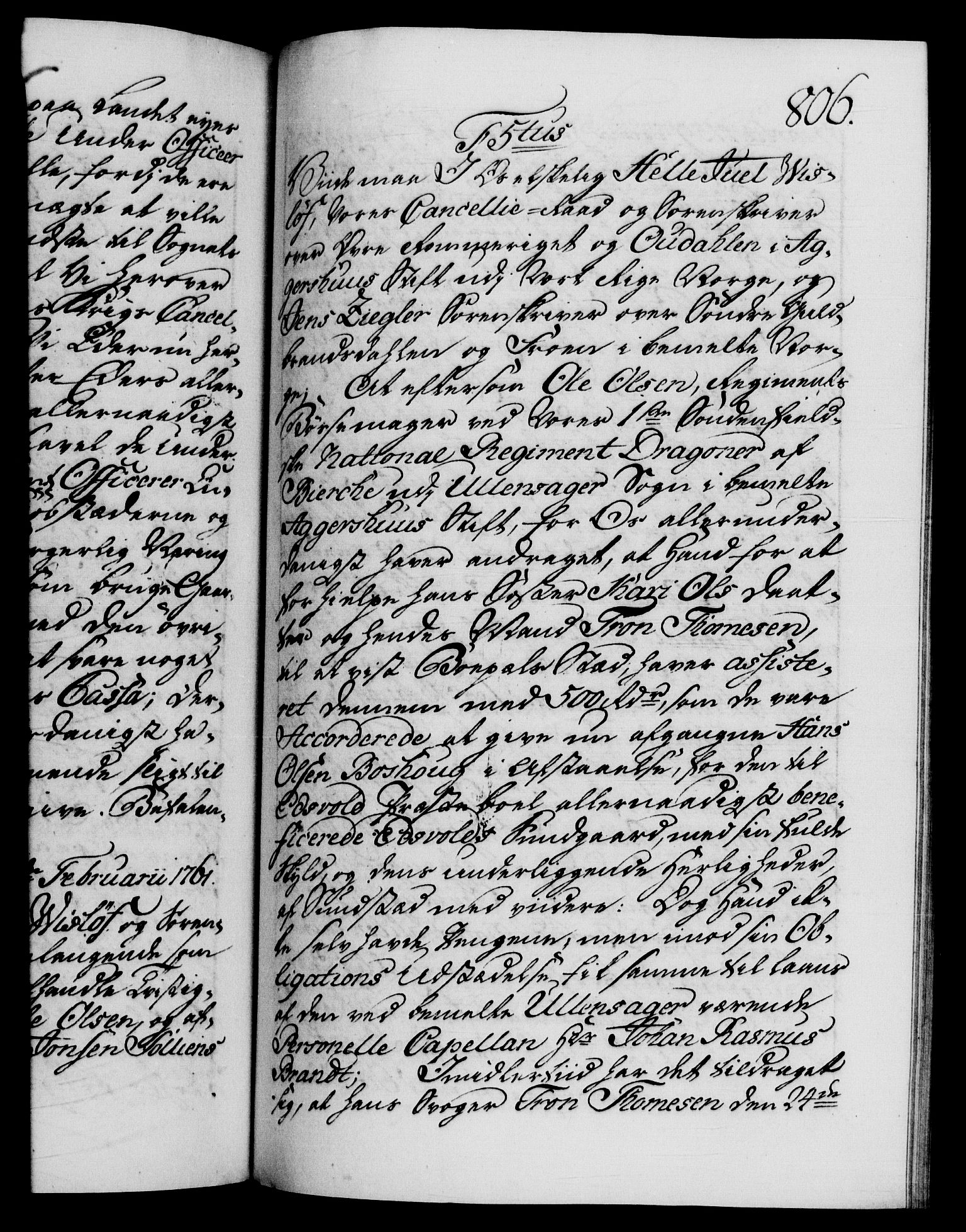 Danske Kanselli 1572-1799, AV/RA-EA-3023/F/Fc/Fca/Fcab/L0036: Norske tegnelser, 1757-1761, s. 806a
