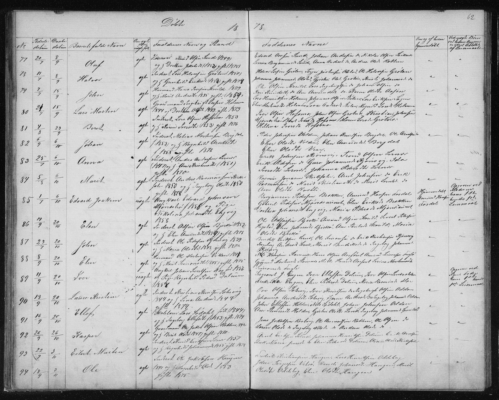 Ministerialprotokoller, klokkerbøker og fødselsregistre - Sør-Trøndelag, AV/SAT-A-1456/630/L0503: Klokkerbok nr. 630C01, 1869-1878, s. 62