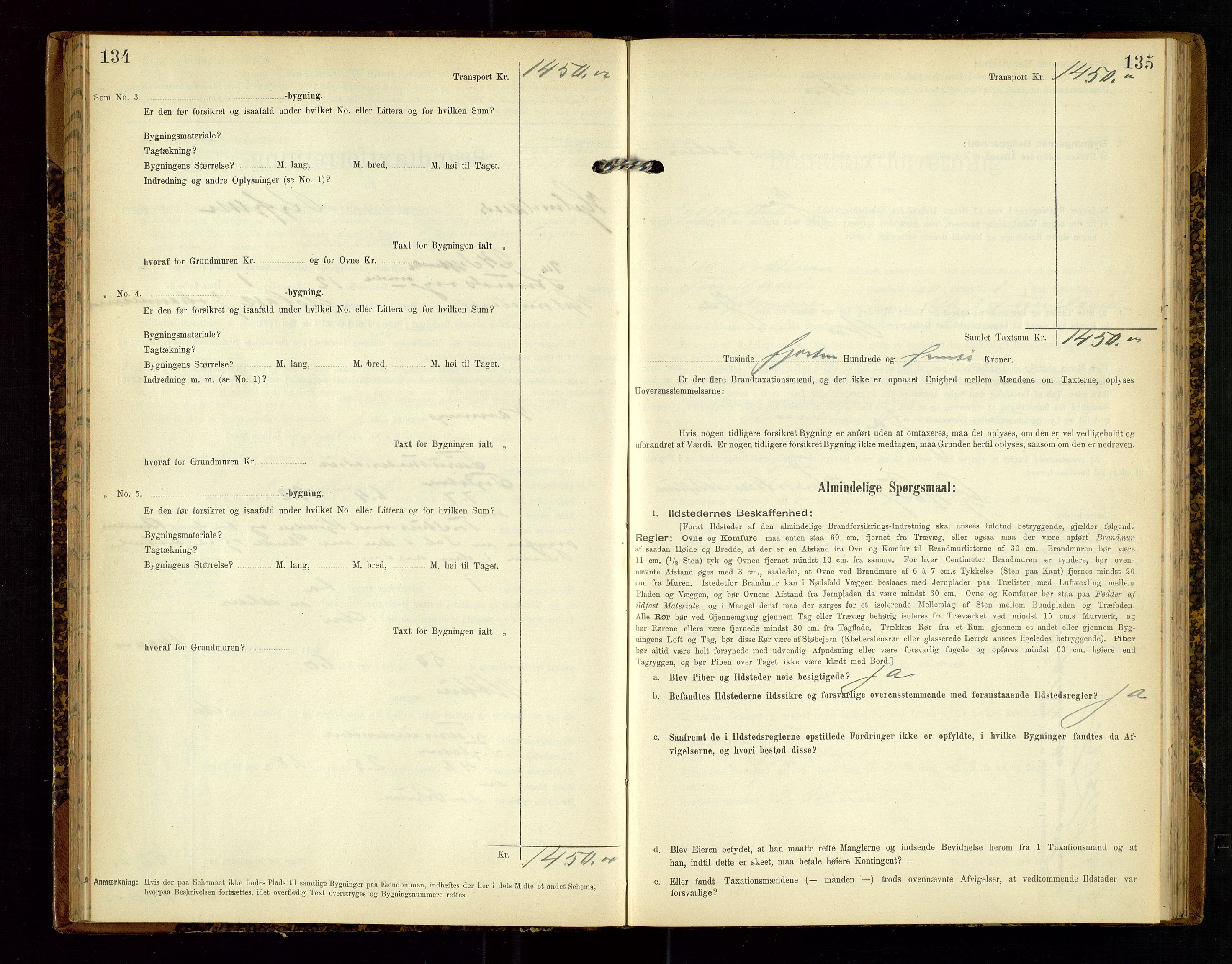 Hjelmeland lensmannskontor, AV/SAST-A-100439/Gob/L0002: "Brandtaxationsprotokol", 1904-1920, s. 134-135