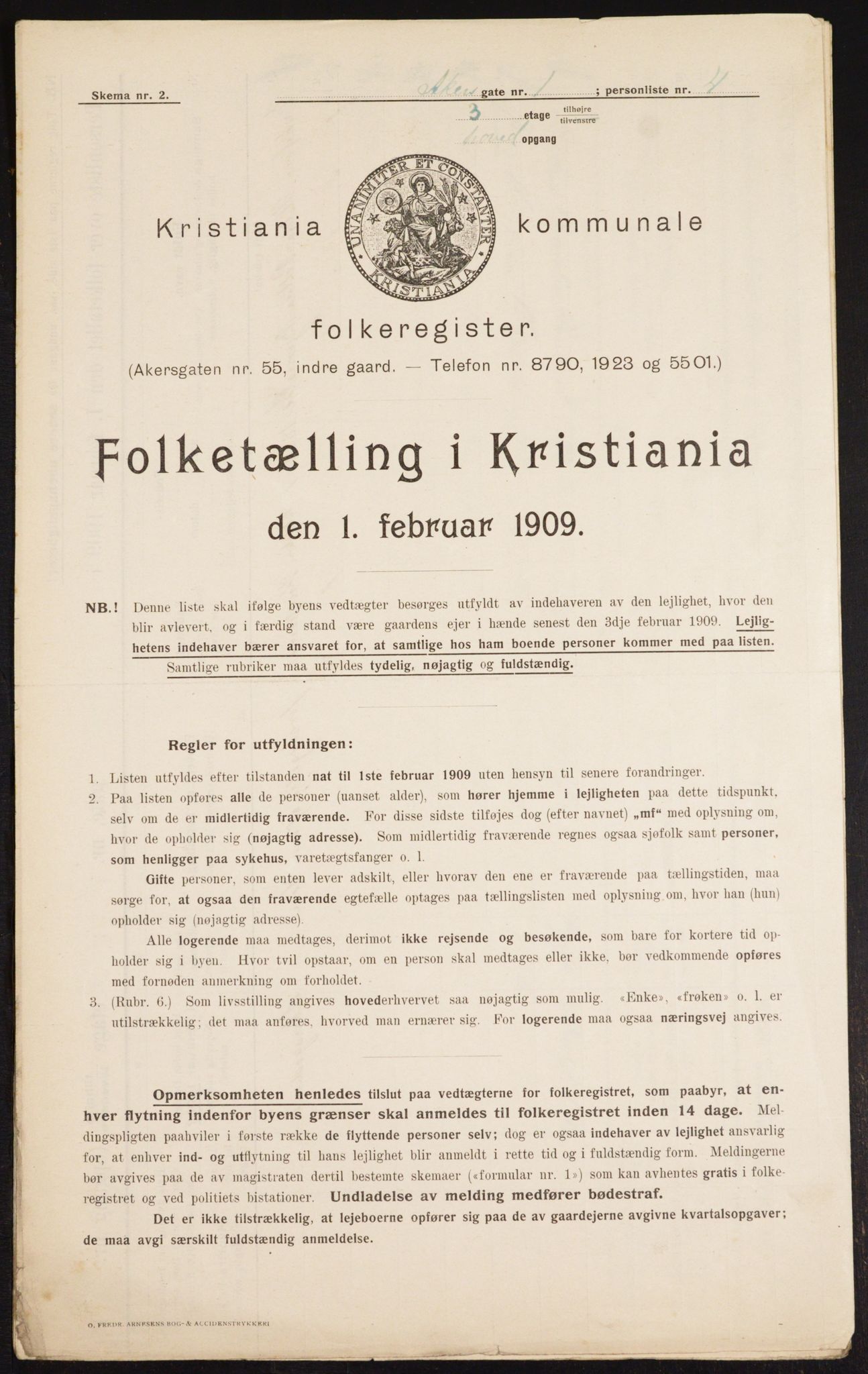 OBA, Kommunal folketelling 1.2.1909 for Kristiania kjøpstad, 1909, s. 291