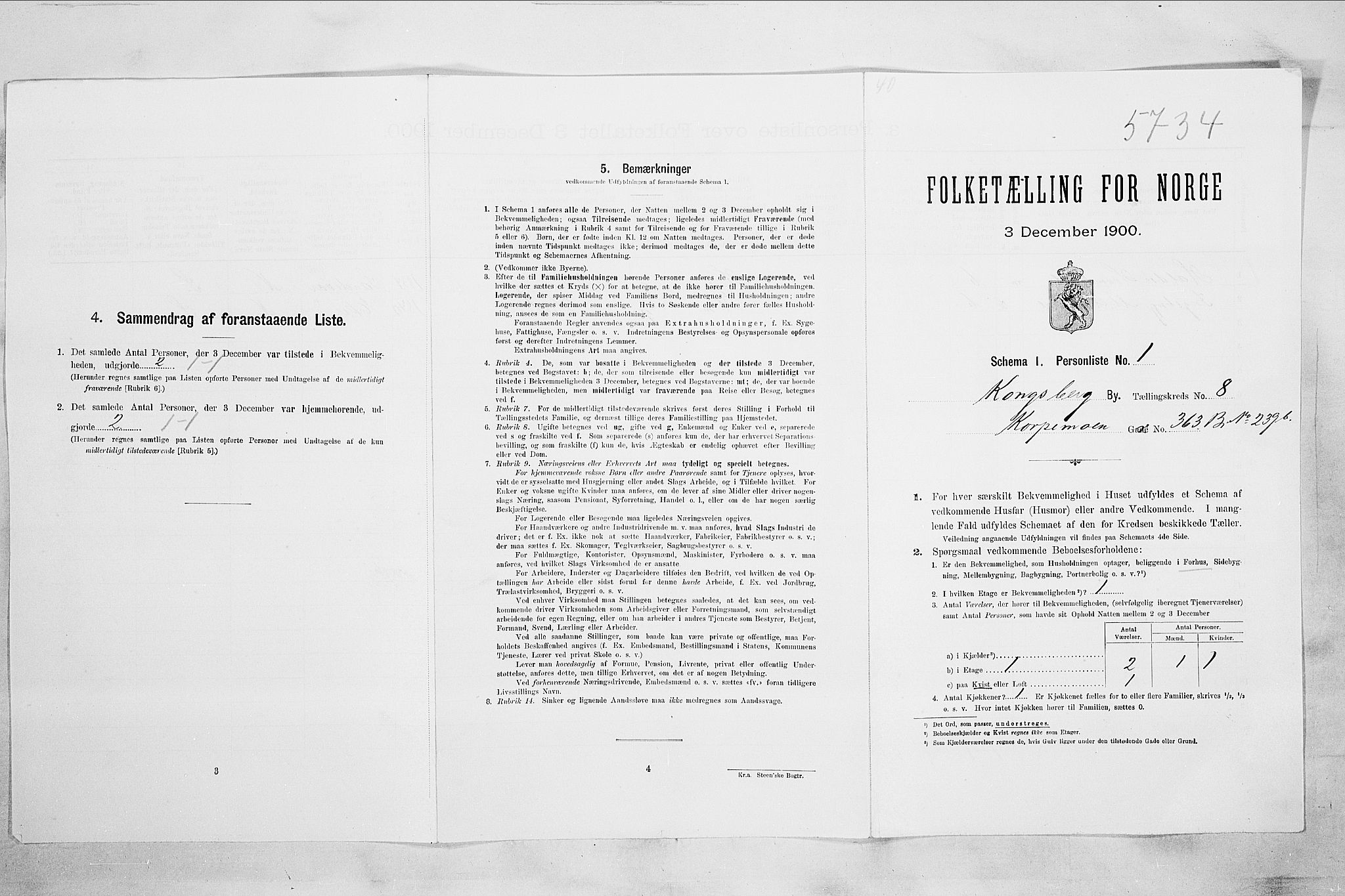 RA, Folketelling 1900 for 0604 Kongsberg kjøpstad, 1900, s. 1634
